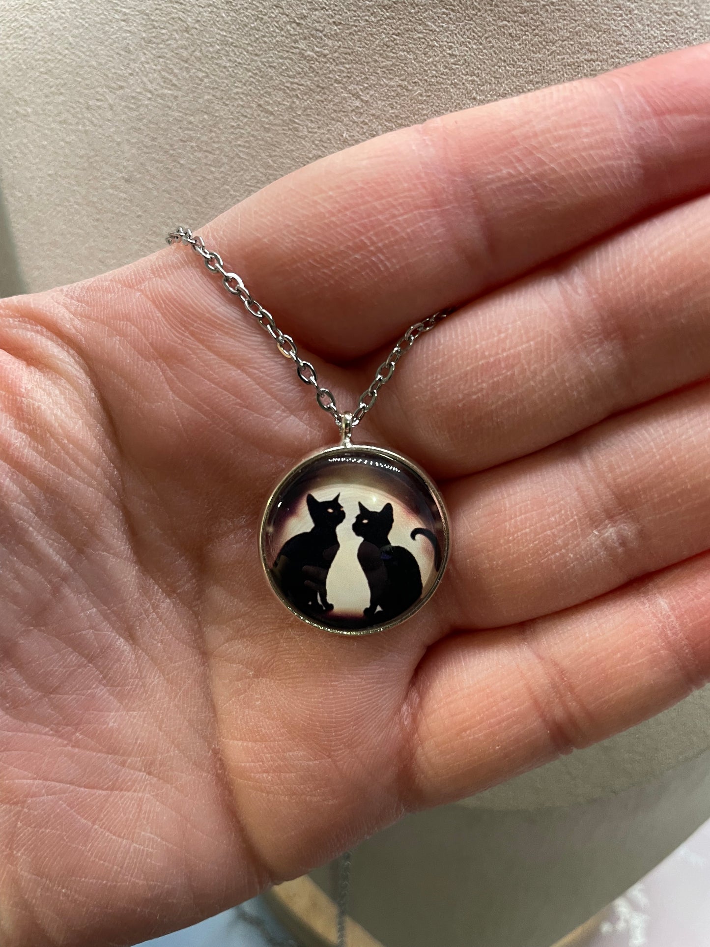 Collier Silhouette de Chat Noir (Édition Argent)-Acier Inoxydable+Sans Nickel