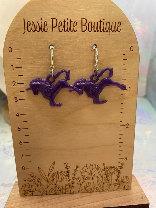 Boucles d'oreilles licorne mauve  - Acier inoxydable