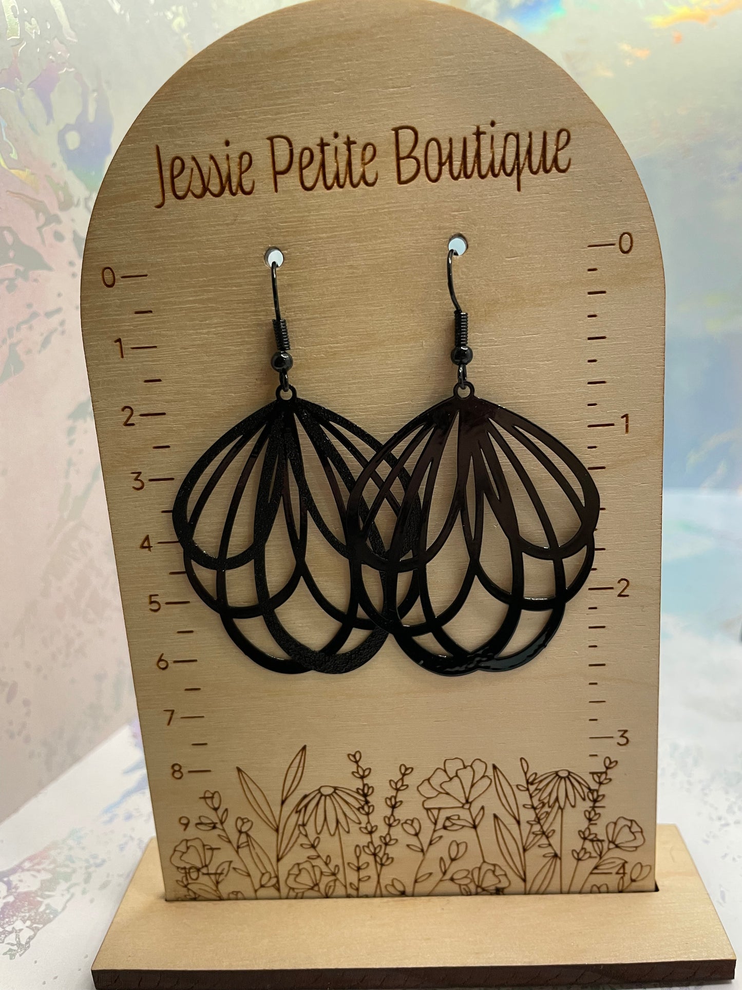 Boucles d'oreilles pendantes ovales noires
