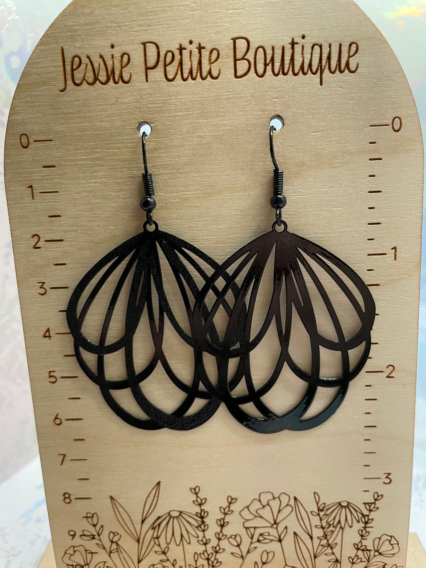 Boucles d'oreilles pendantes ovales noires