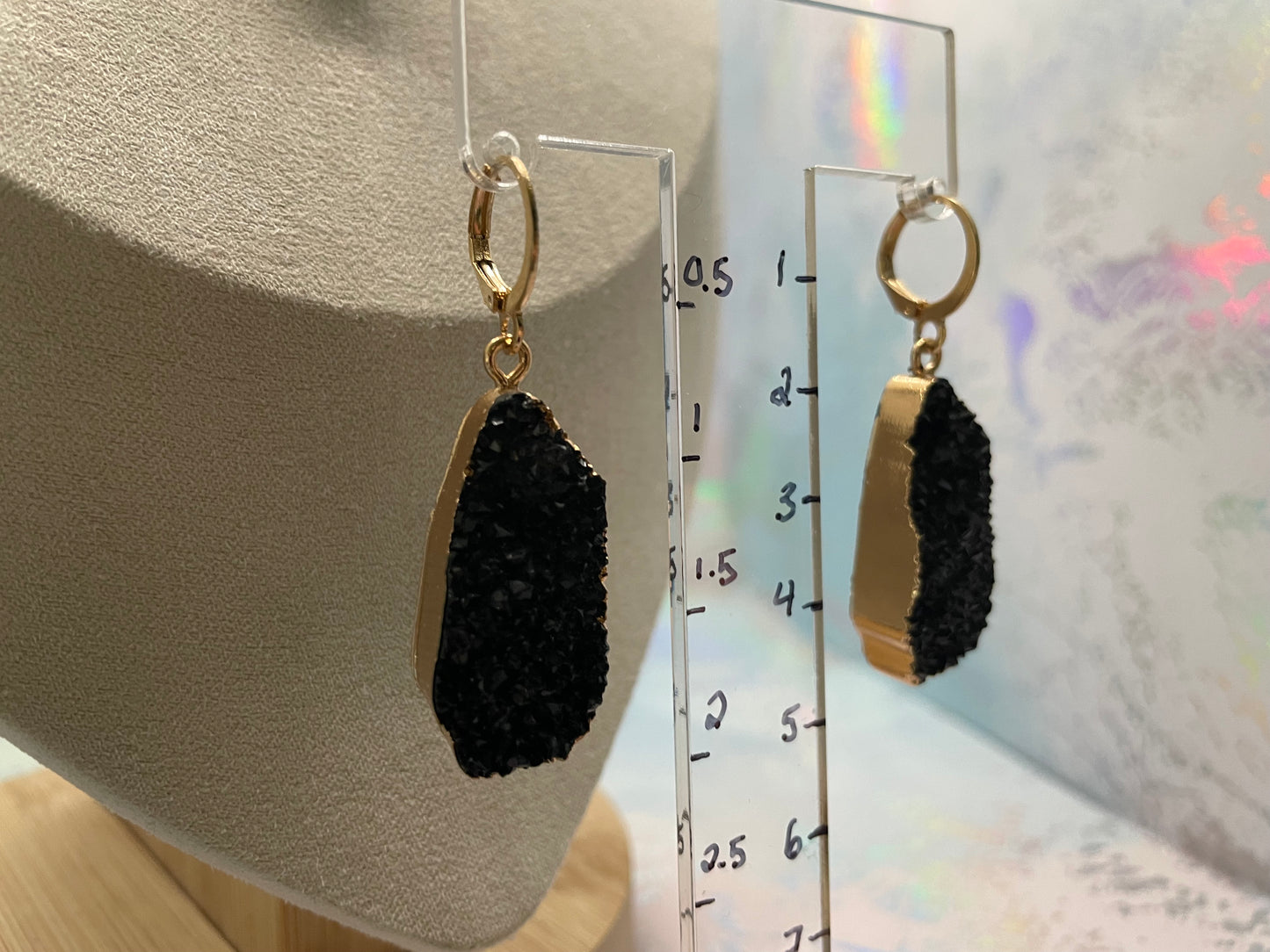 Ensemble fausses pierres noires ovales