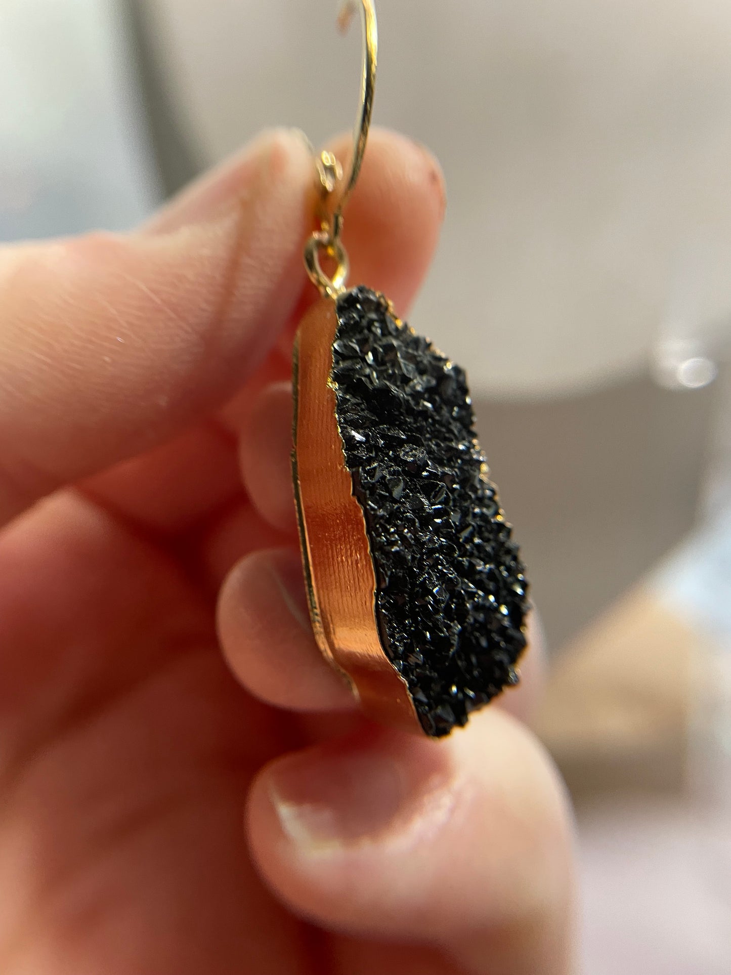 Ensemble fausses pierres noires ovales