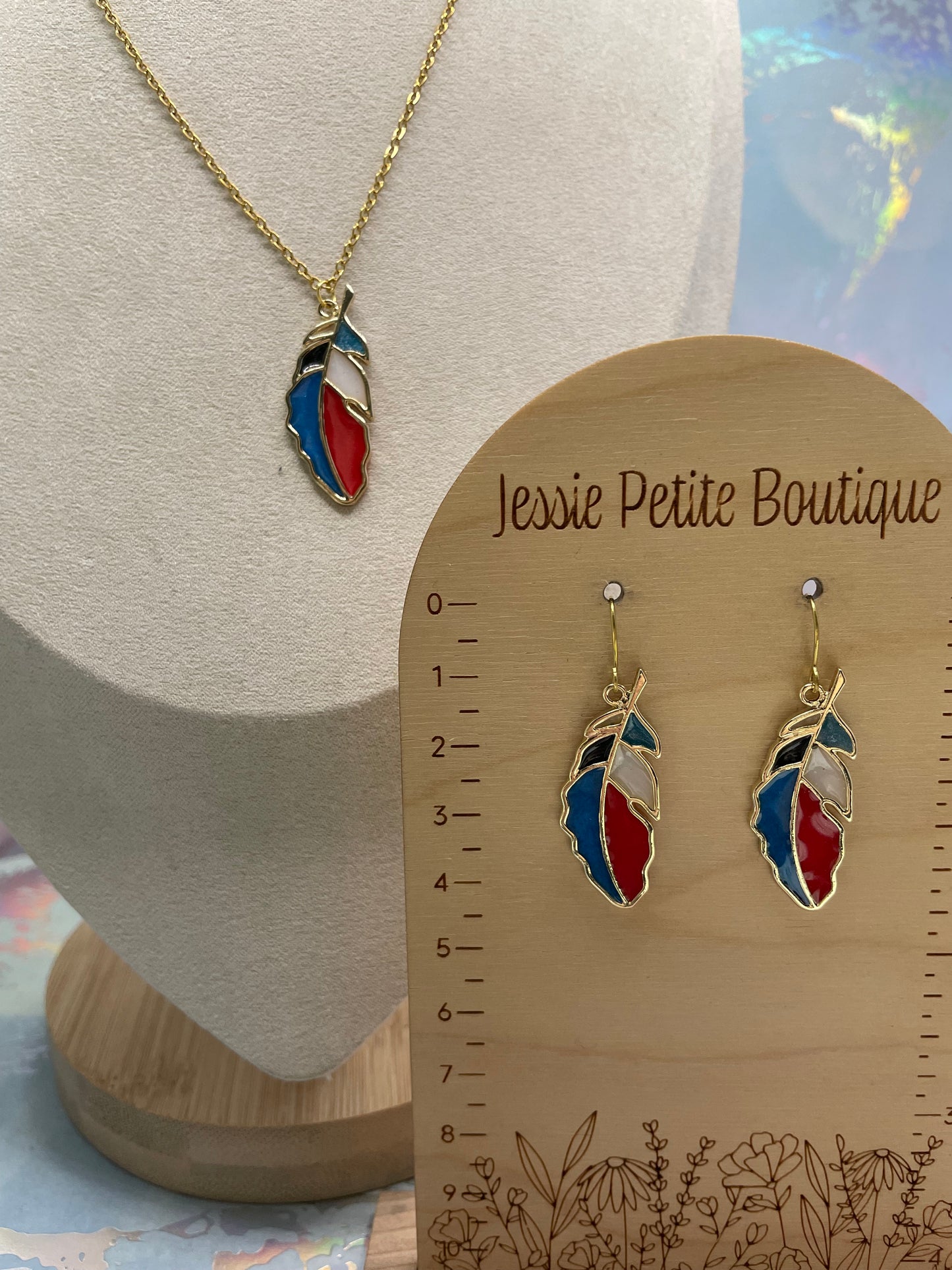 Ensemble Plume Rouge+Bleu+Noir+Blanc+Or-Sans Nickel