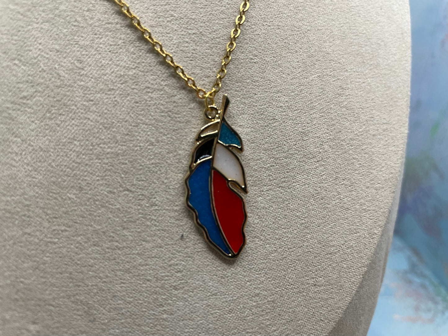 Ensemble Plume Rouge+Bleu+Noir+Blanc+Or-Sans Nickel