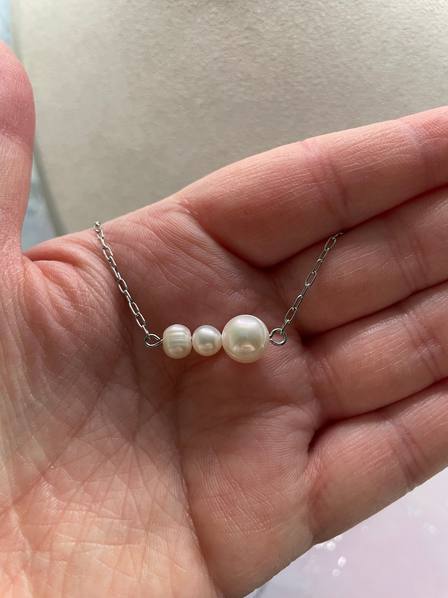 Collier en perles d’eau douce-Acier Inoxydable