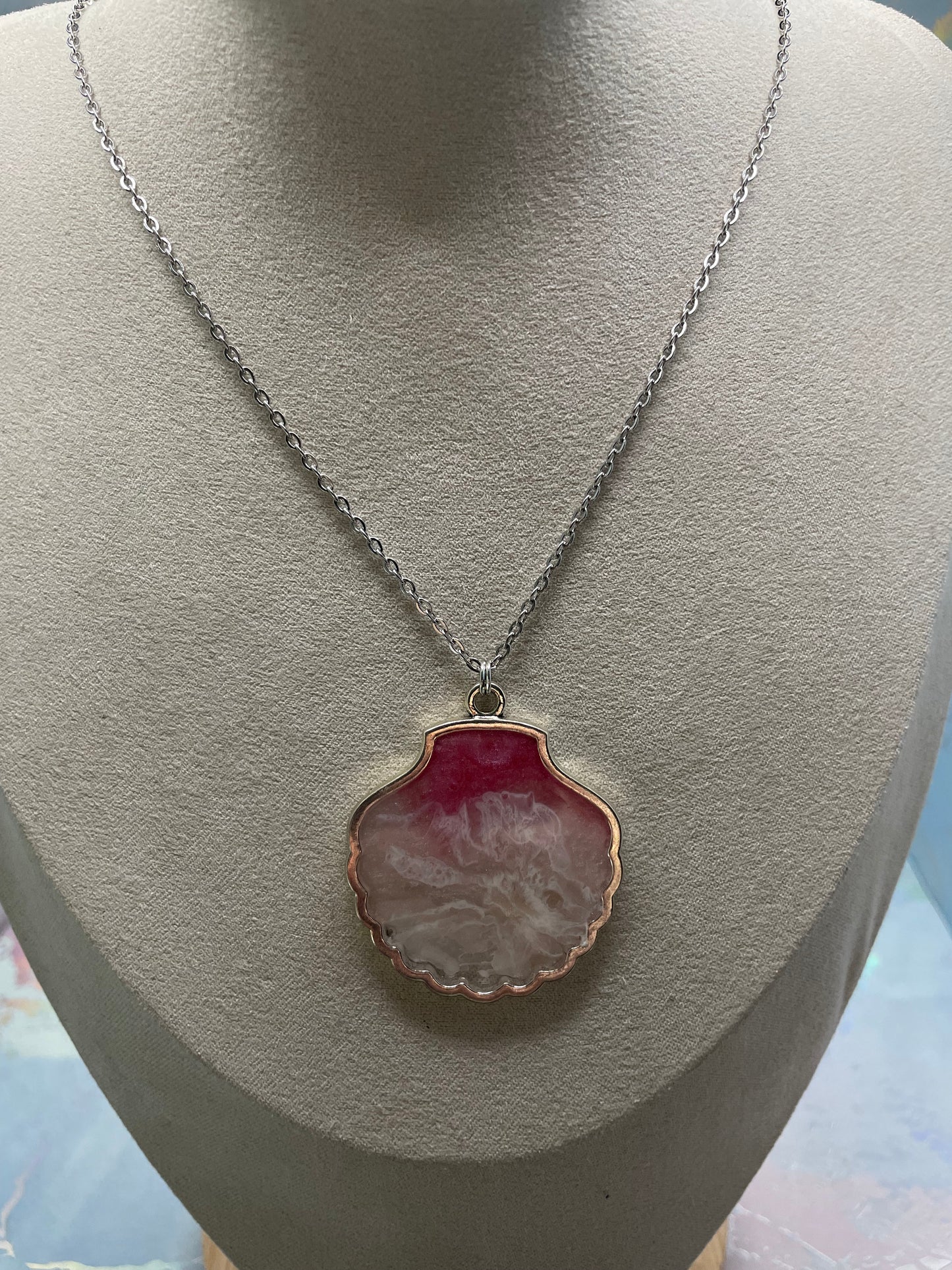 Collier Coquillage Rose Océan-Acier Inoxydable+Sans Nickel