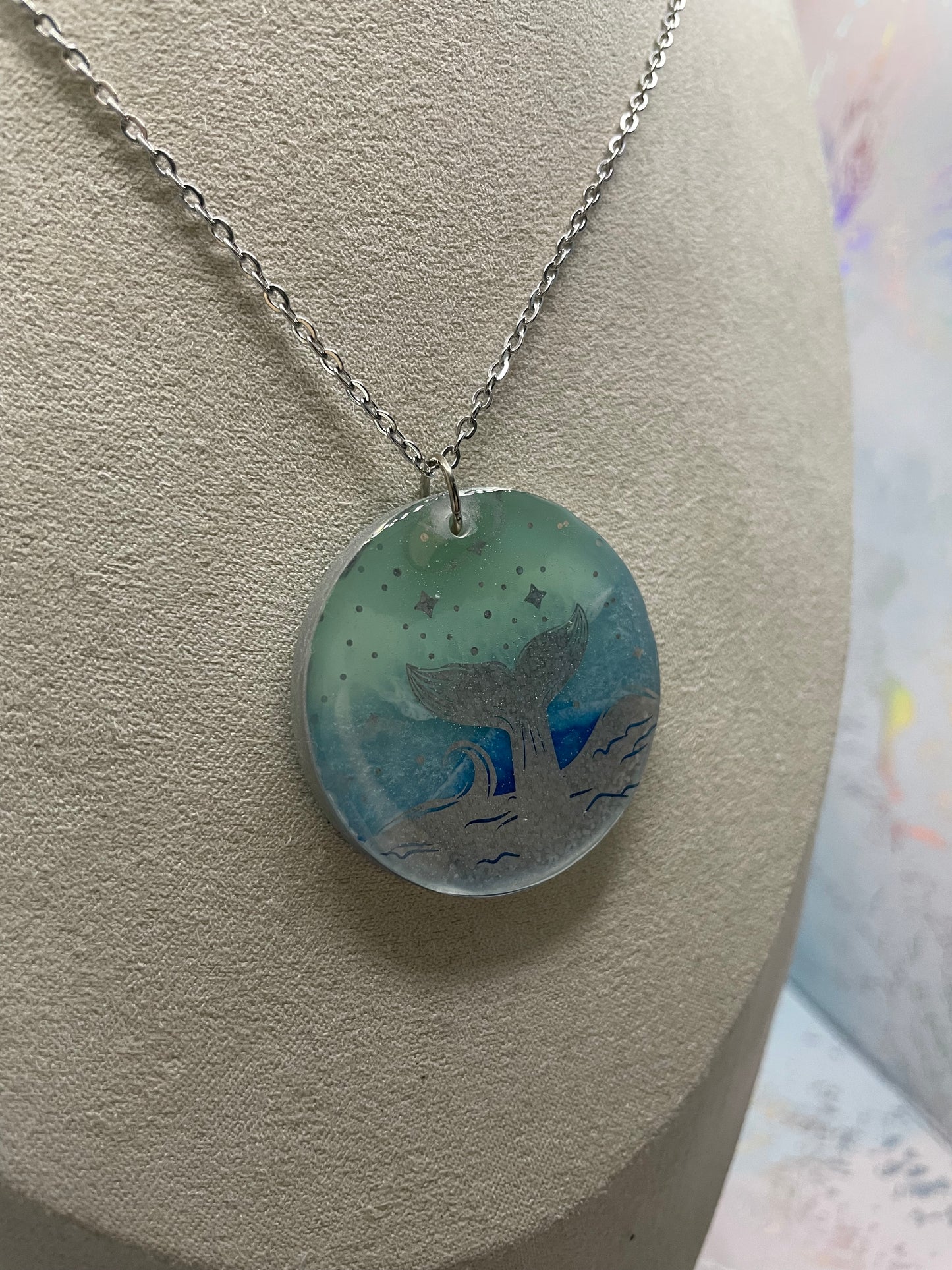 Collier Queue de Baleine sur Ocean-Acier Inoxydable