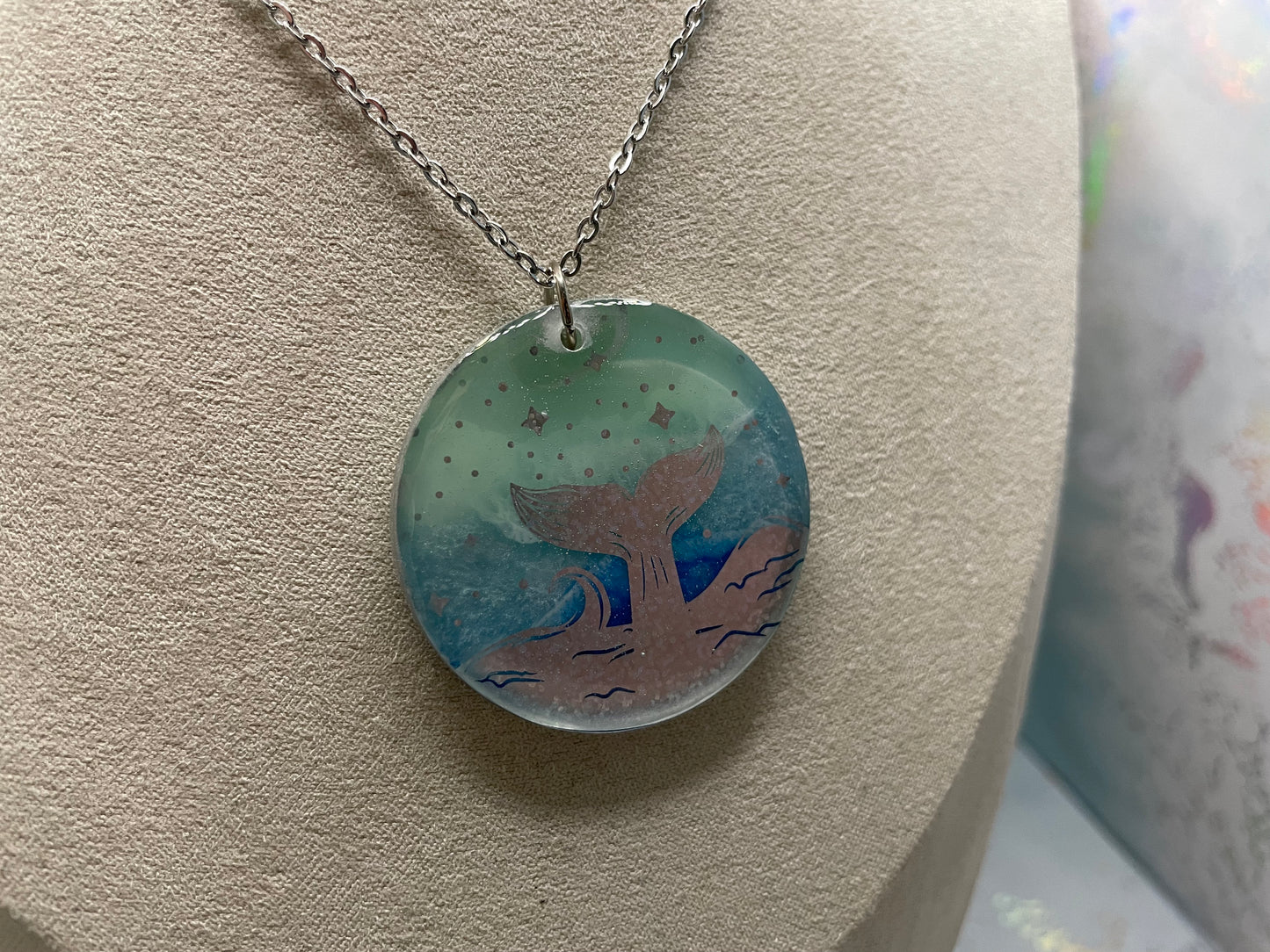 Collier Queue de Baleine sur Ocean-Acier Inoxydable