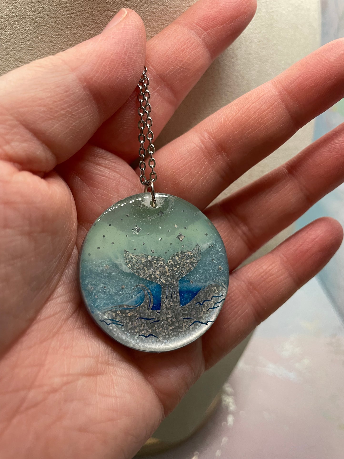 Collier Queue de Baleine sur Ocean-Acier Inoxydable