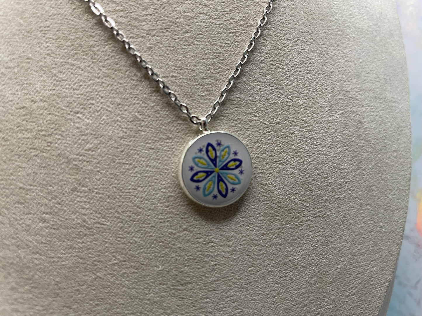 Abstract on Silver Bezel Necklace