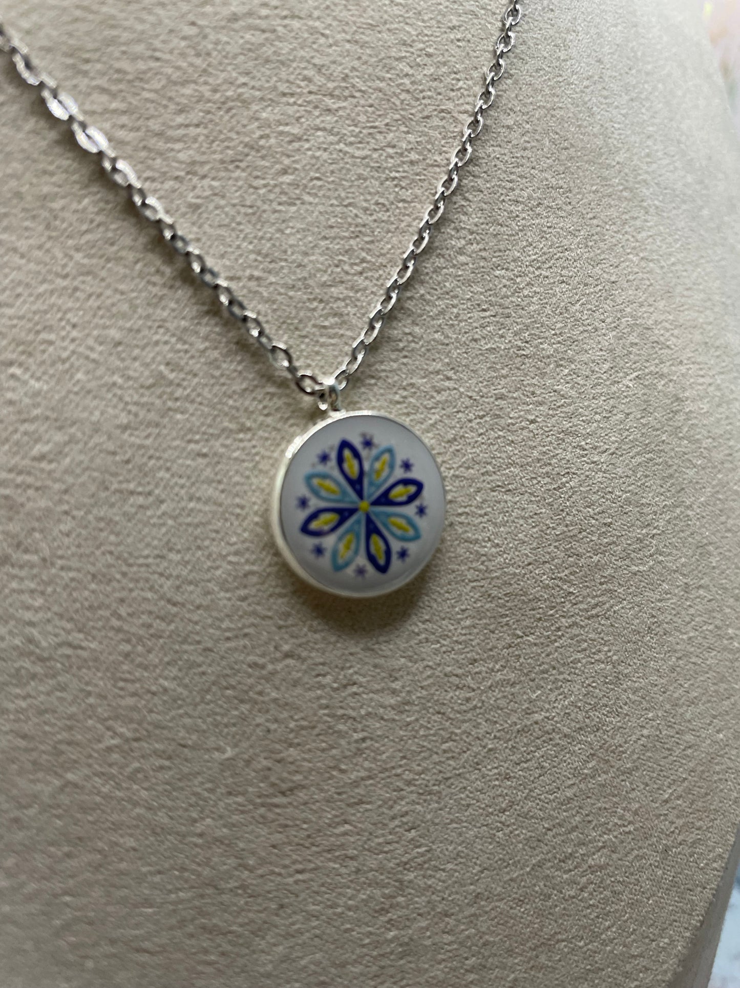 Abstract on Silver Bezel Necklace