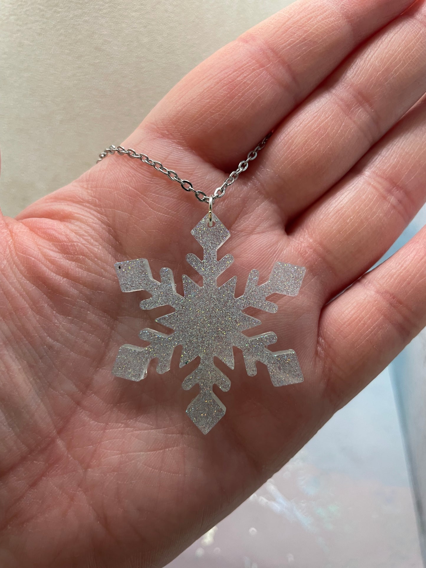 Collier Flocon de Neige Scintillant-Acier Inoxydable