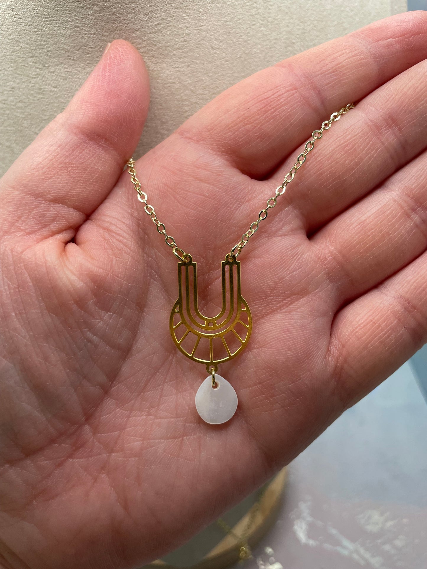 Collier Boho Doré avec Coquillage-Sans Nickel