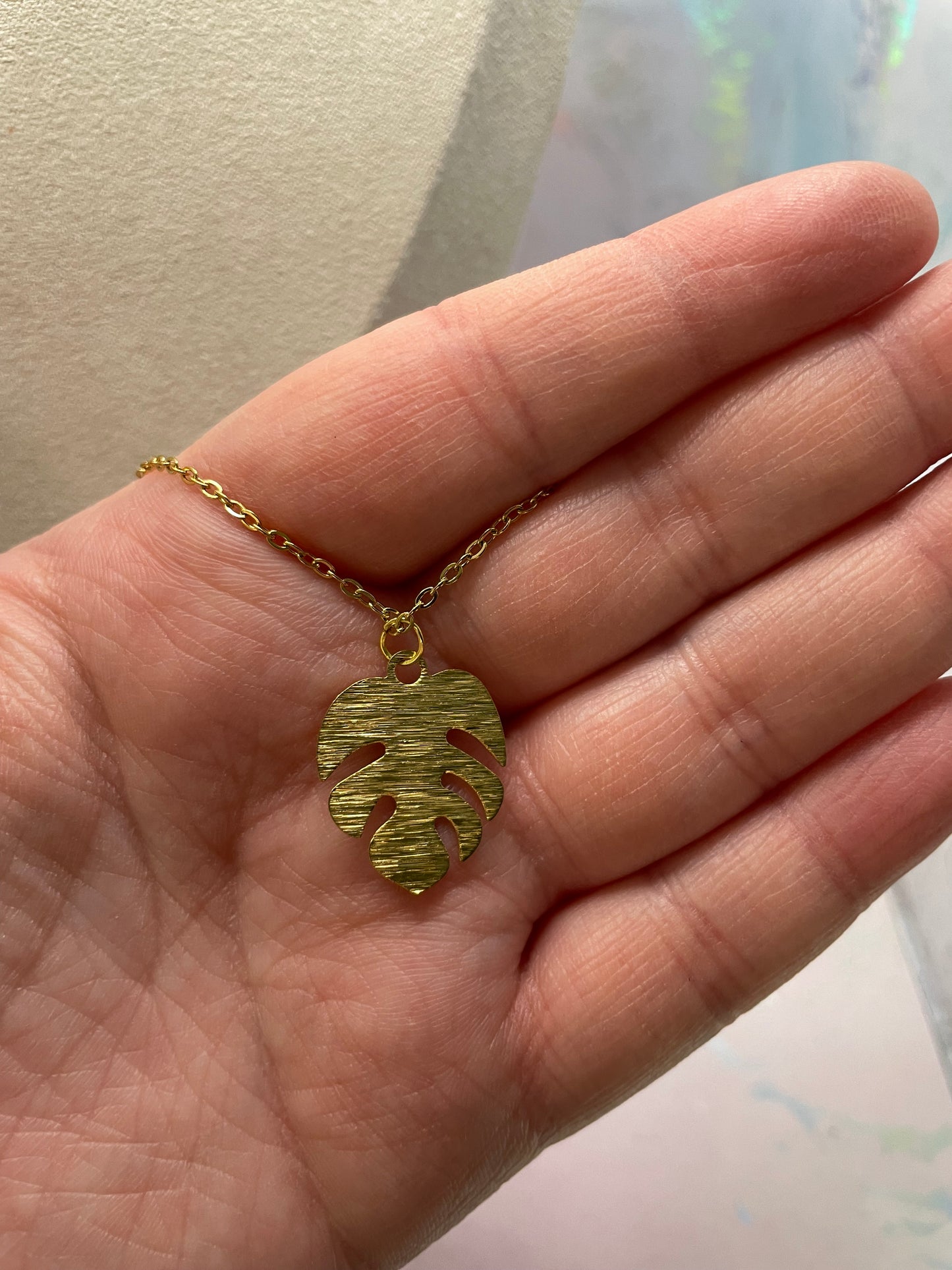 Collier Feuille de Monstera Dorée-Sans Nickel