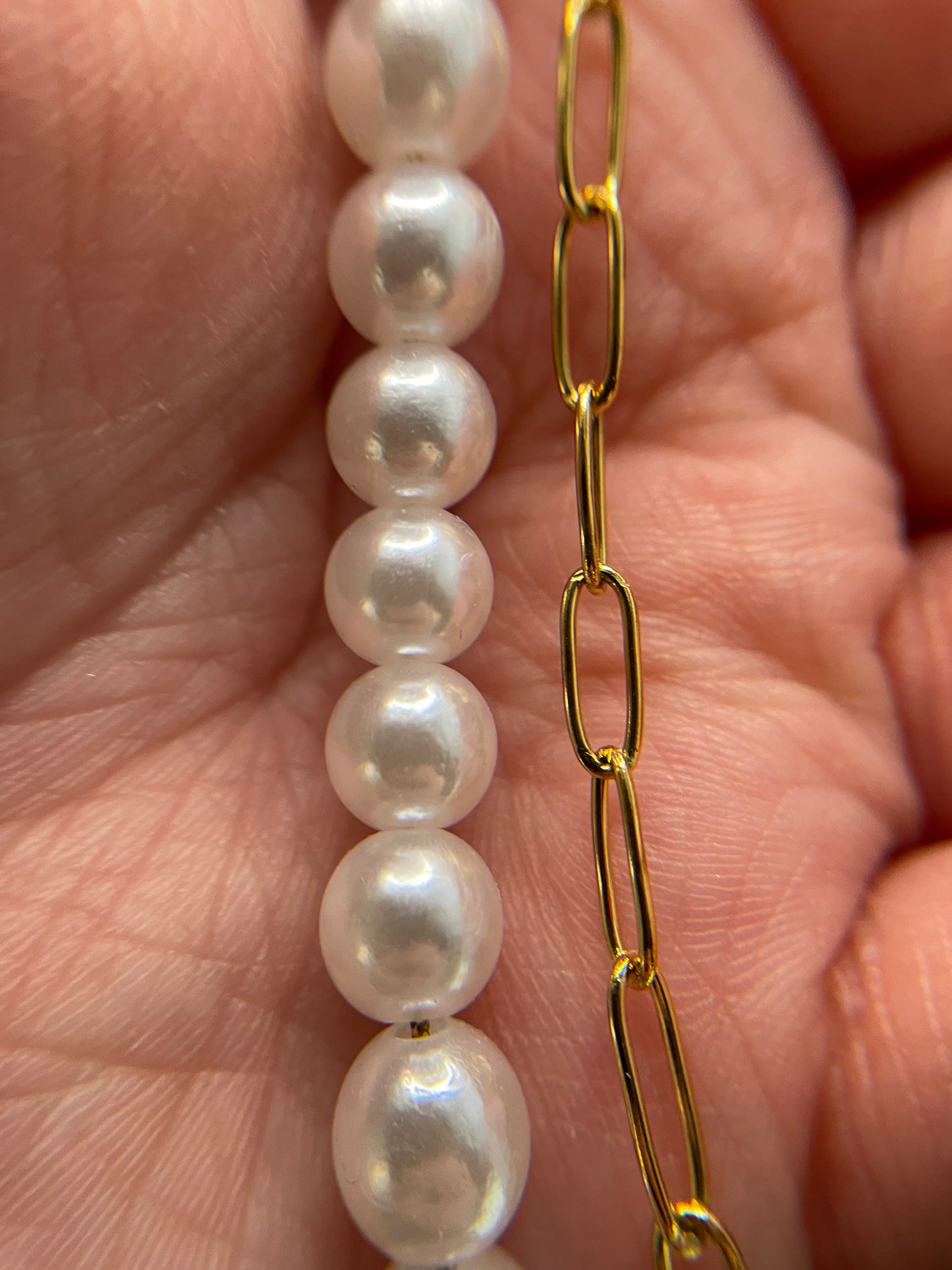 Collier demi-perles et chaîne-Acier Inoxydable