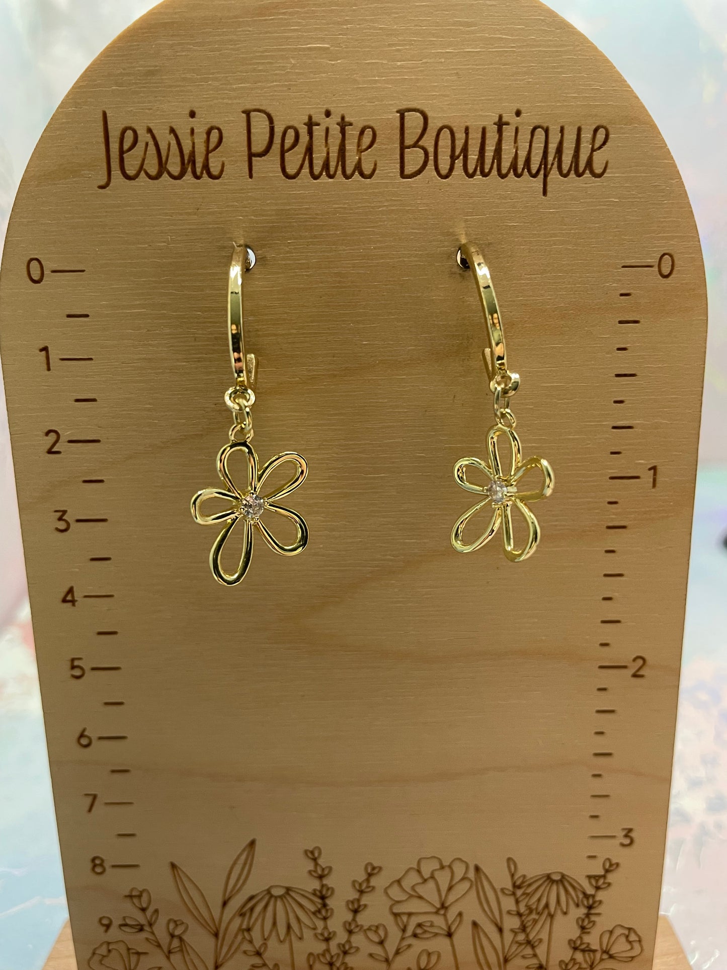 Boucles d’oreilles fleur dorée+zirconia