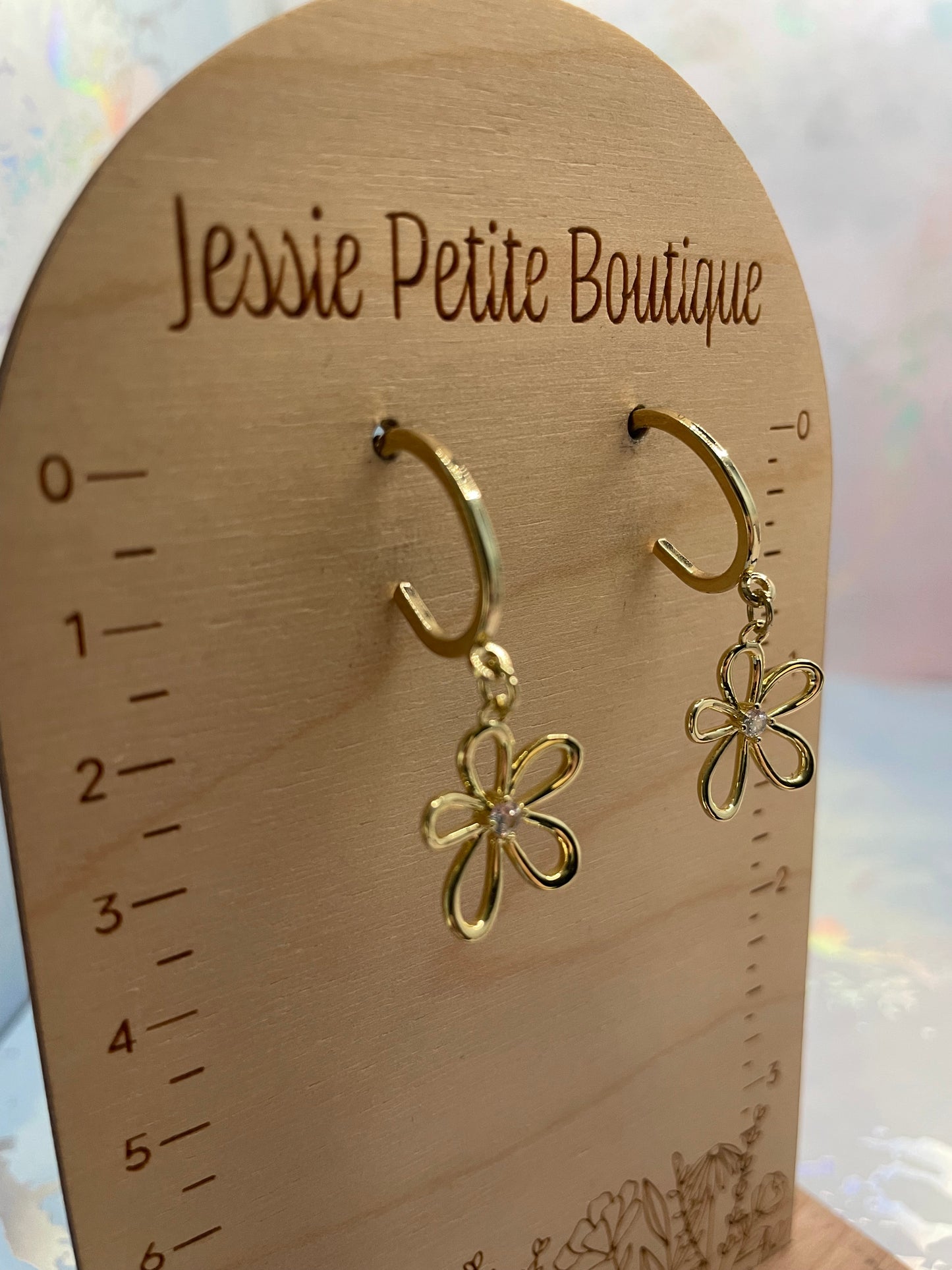 Boucles d’oreilles fleur dorée+zirconia
