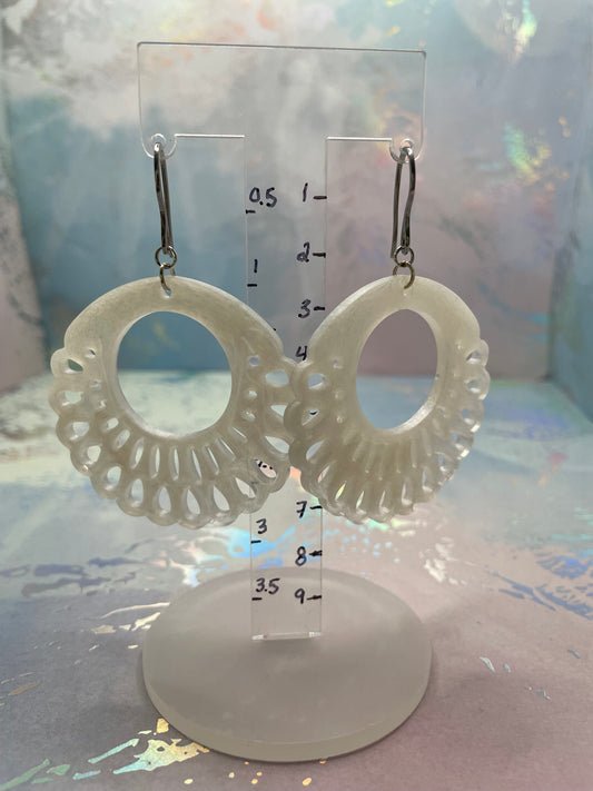 Boucle d'oreille organic blanche-Acier Inoxydable