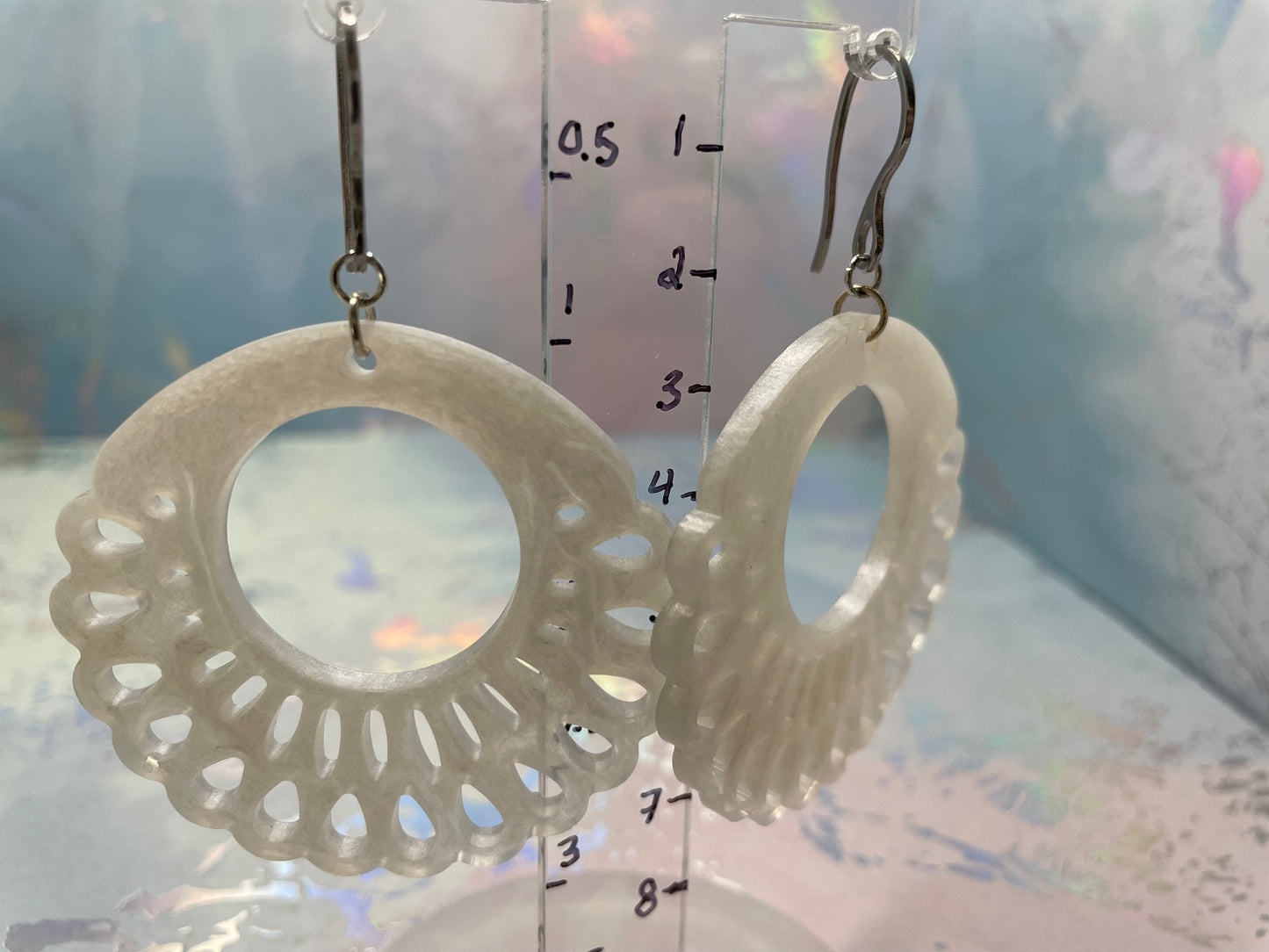 Boucle d'oreille organic blanche-Acier Inoxydable