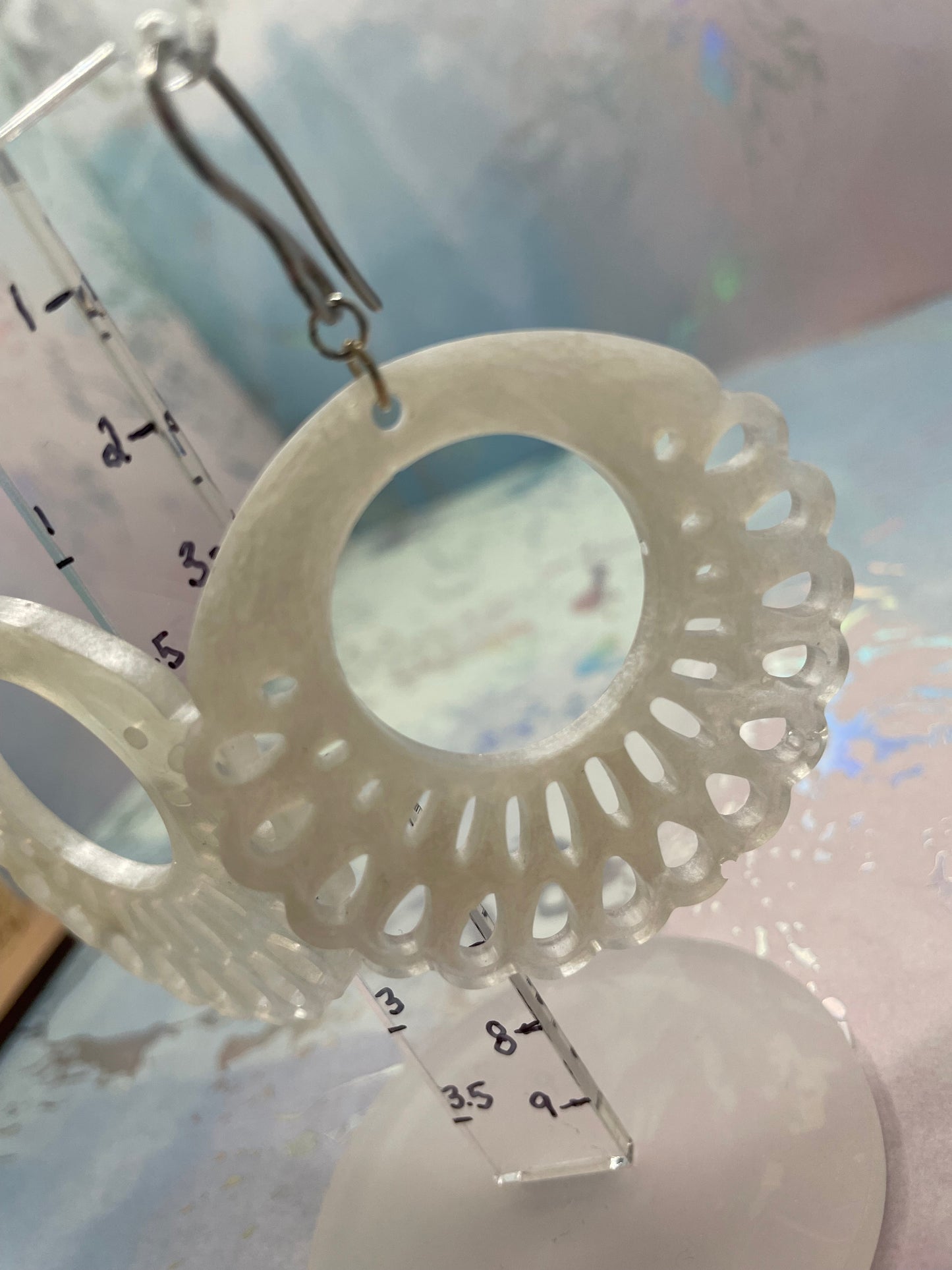 Boucle d'oreille organic blanche-Acier Inoxydable