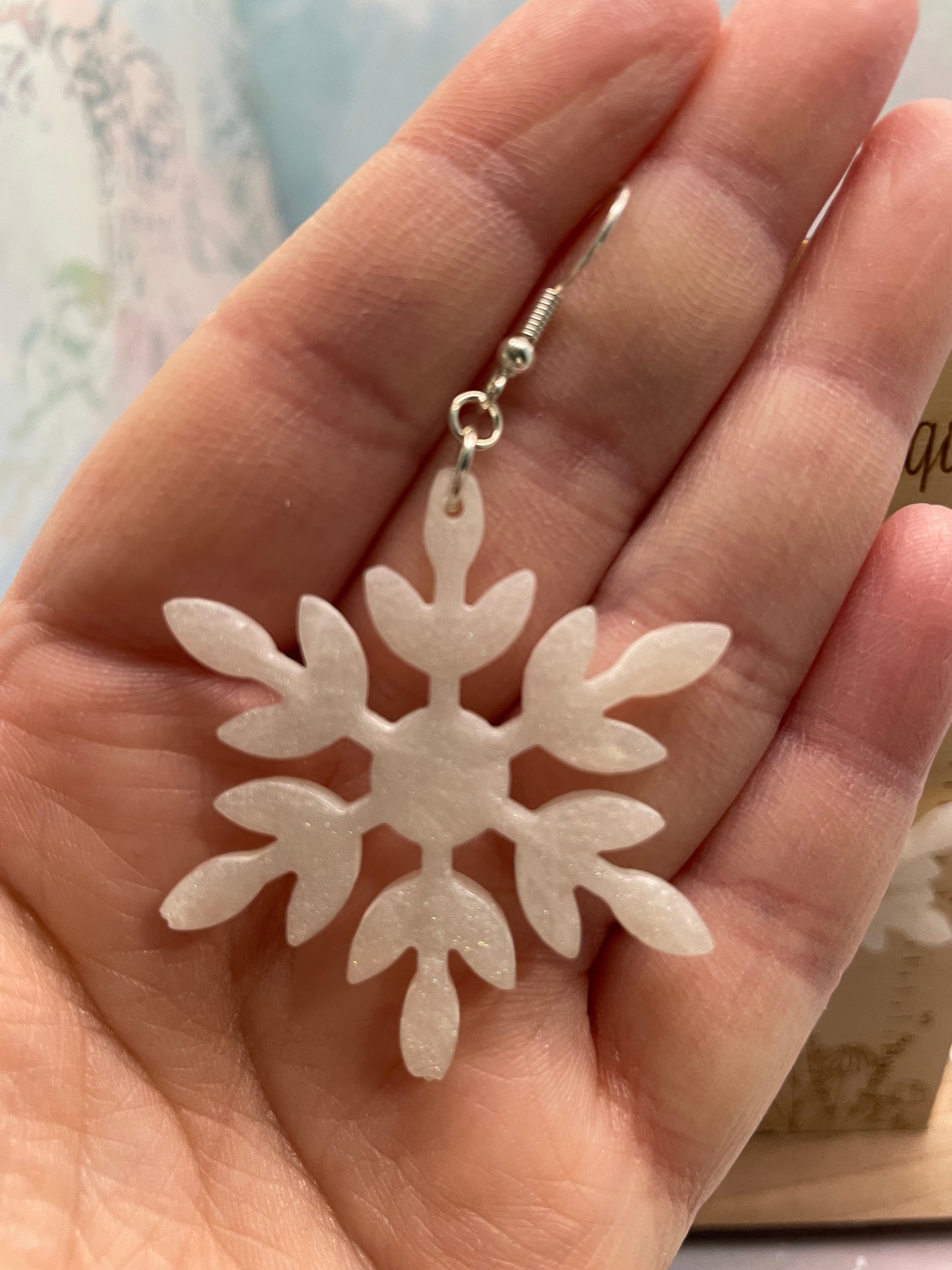 Boucles d’oreilles flocons de neige blanc-Sans Nickel