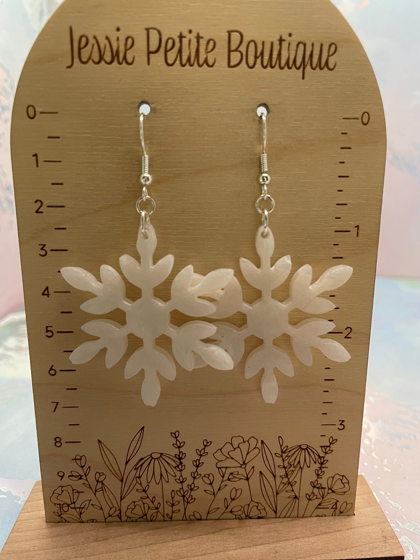 Boucles d’oreilles flocons de neige blanc-Sans Nickel