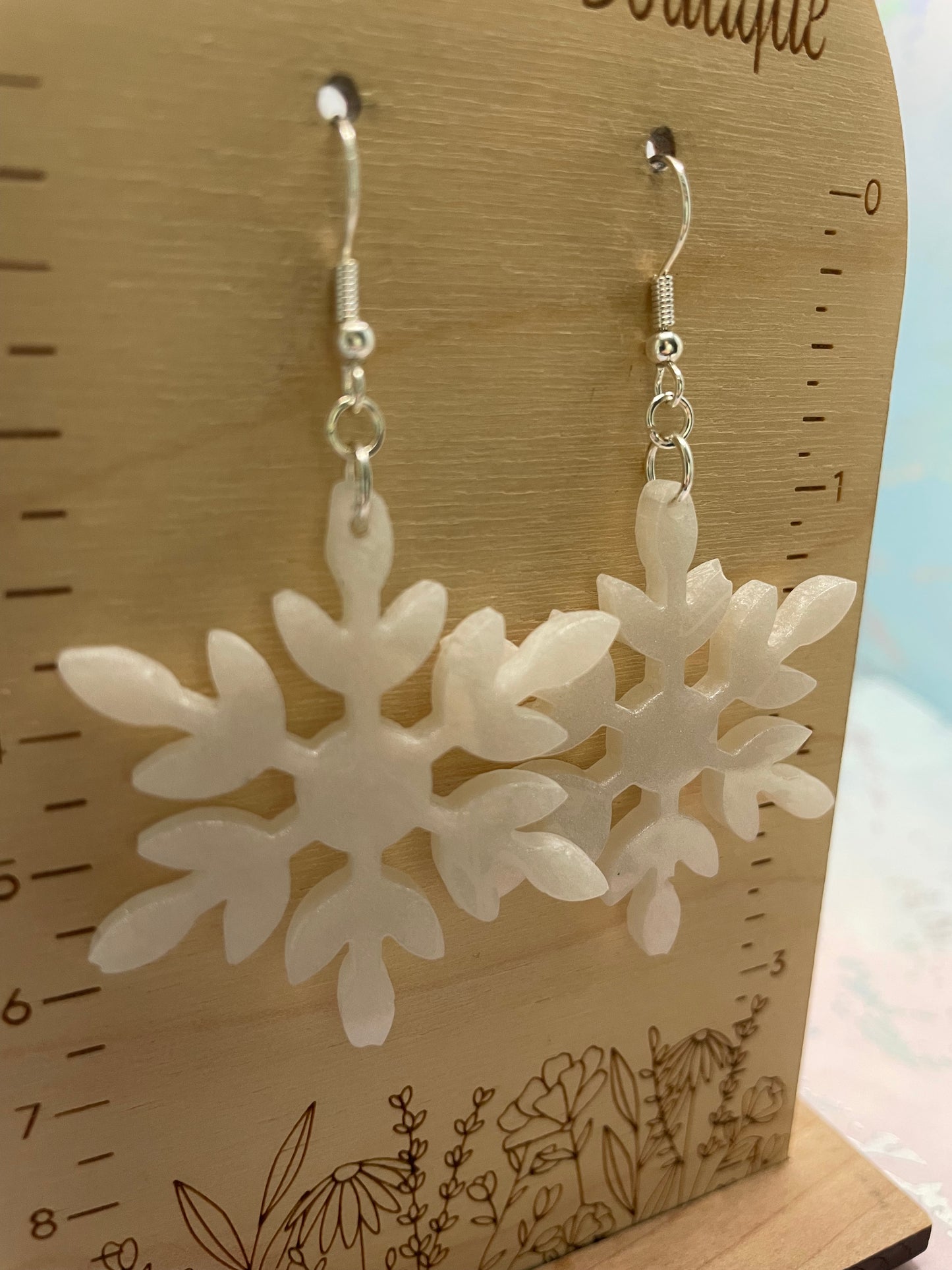 Boucles d’oreilles flocons de neige blanc-Sans Nickel