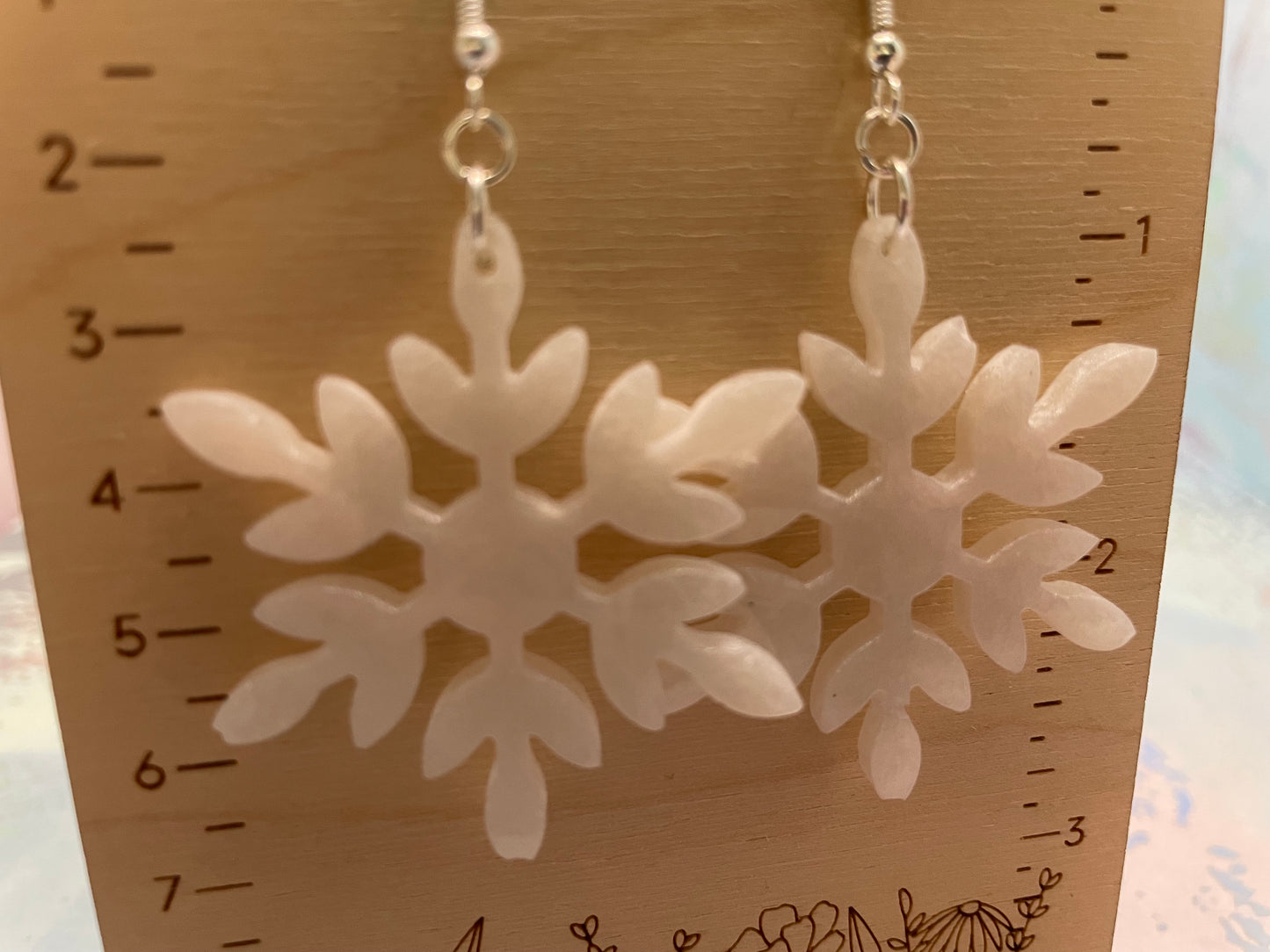 Boucles d’oreilles flocons de neige blanc-Sans Nickel