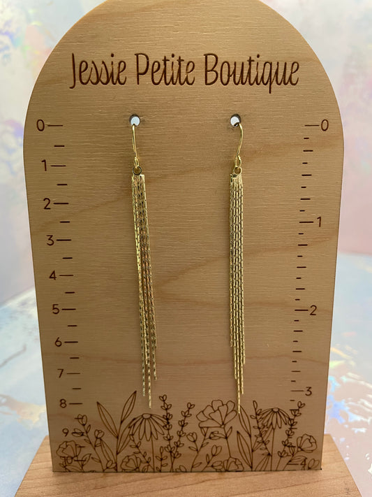 Boucles d’oreilles pendantes à chaines dorées-Sans Nickel