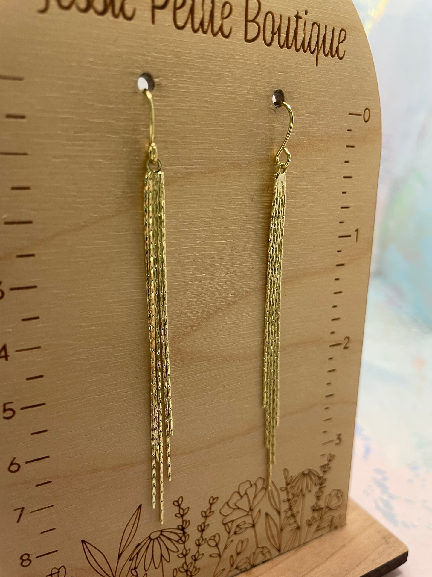 Boucles d’oreilles pendantes à chaines dorées-Sans Nickel