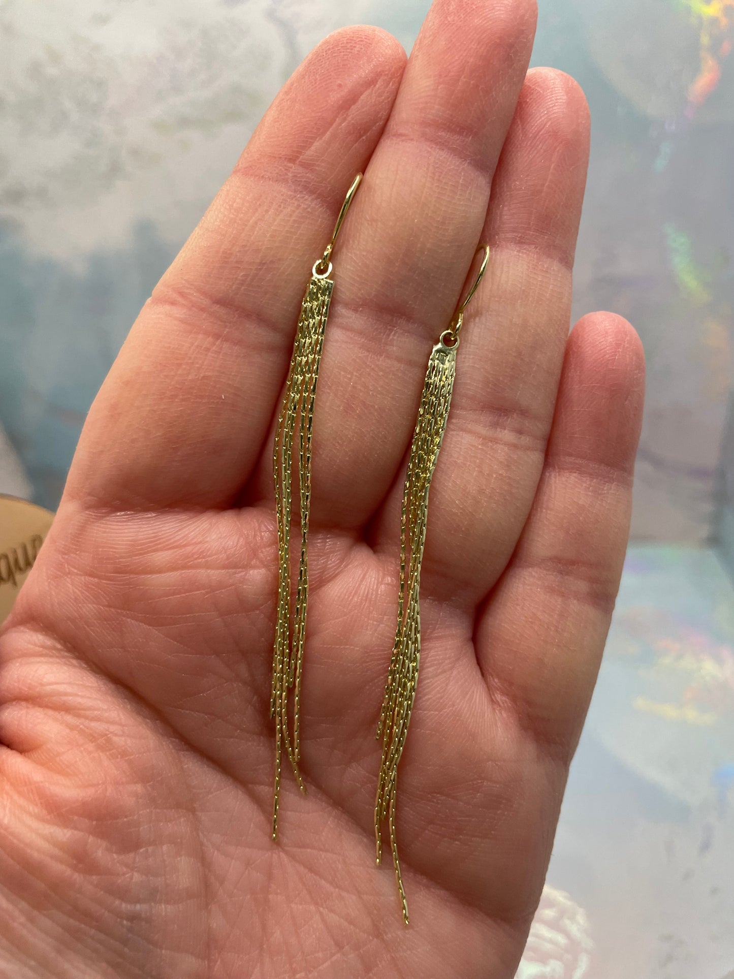 Boucles d’oreilles pendantes à chaines dorées-Sans Nickel