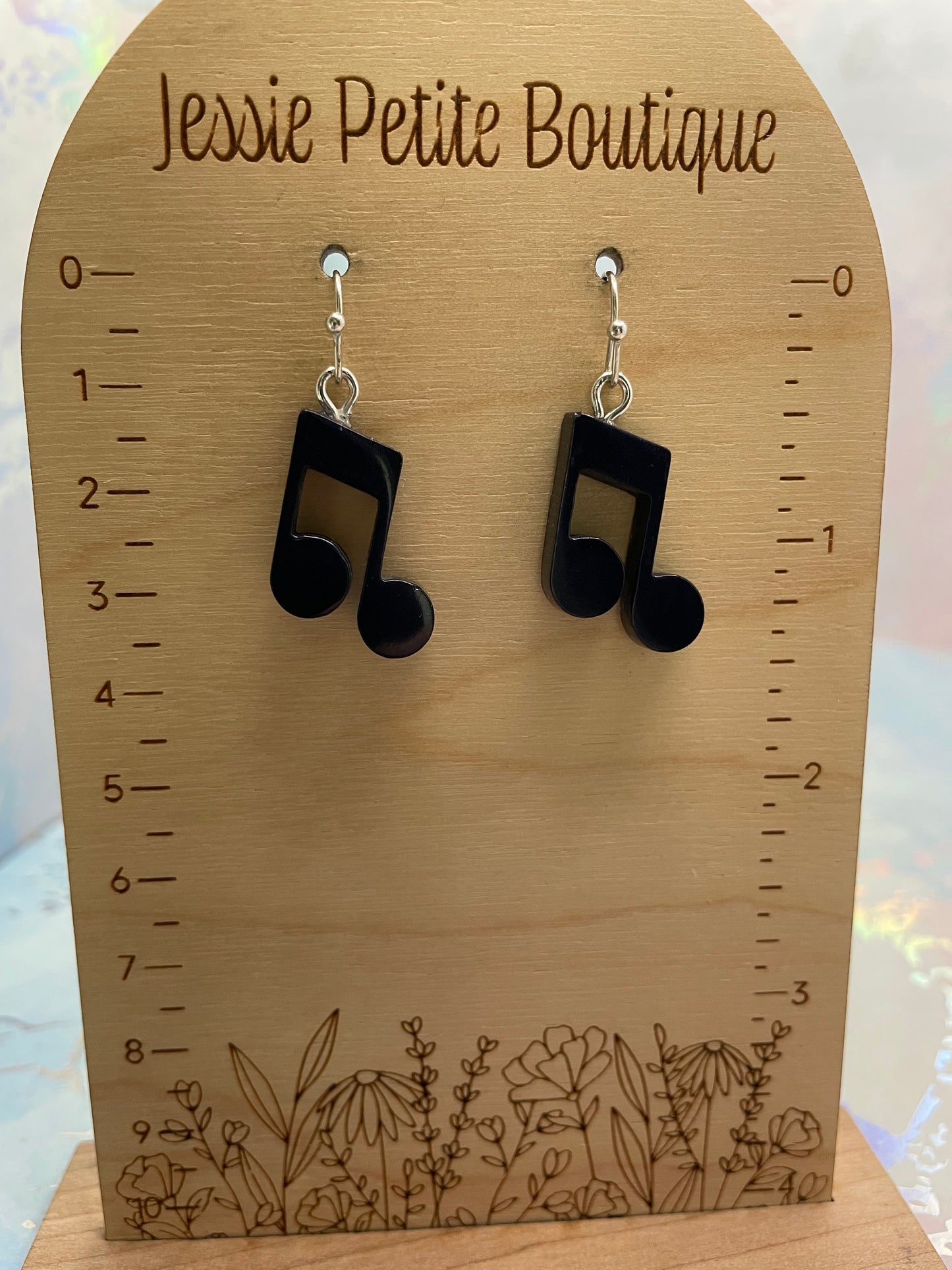 Boucles d’oreilles note de musique bleu foncé-Acier Inoxydable