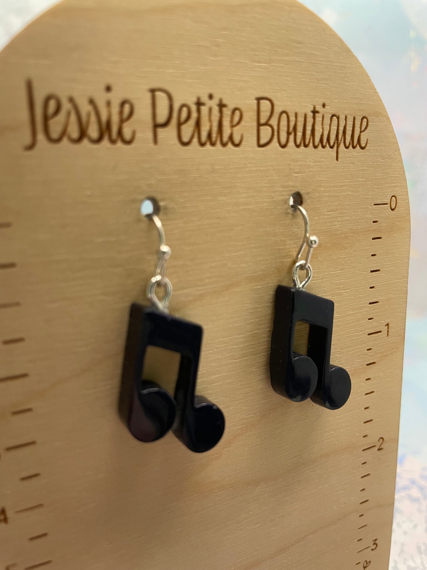 Boucles d’oreilles note de musique bleu foncé-Acier Inoxydable