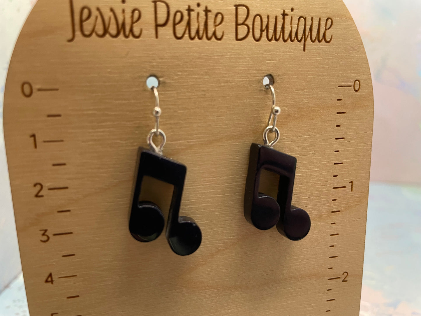 Boucles d’oreilles note de musique bleu foncé-Acier Inoxydable