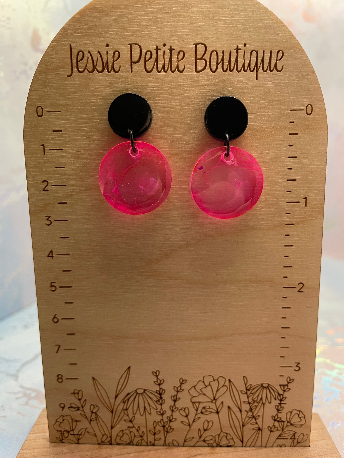 Pink Petri Rond Earrings-Nickel Free