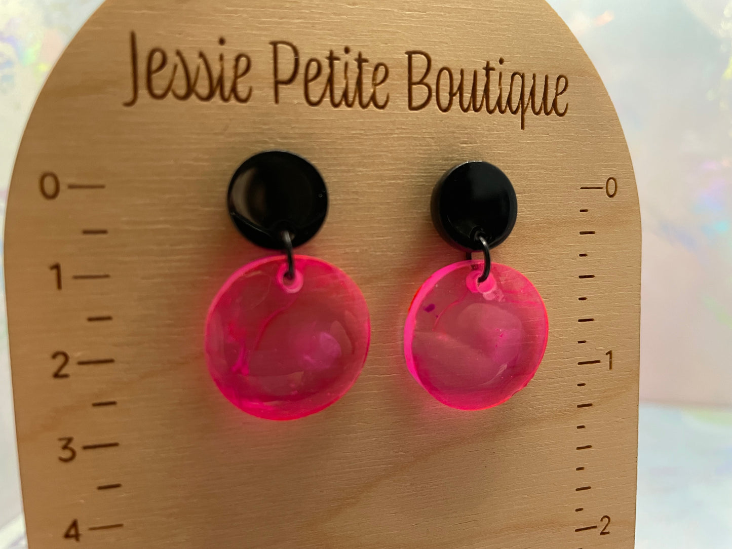 Pink Petri Rond Earrings-Nickel Free
