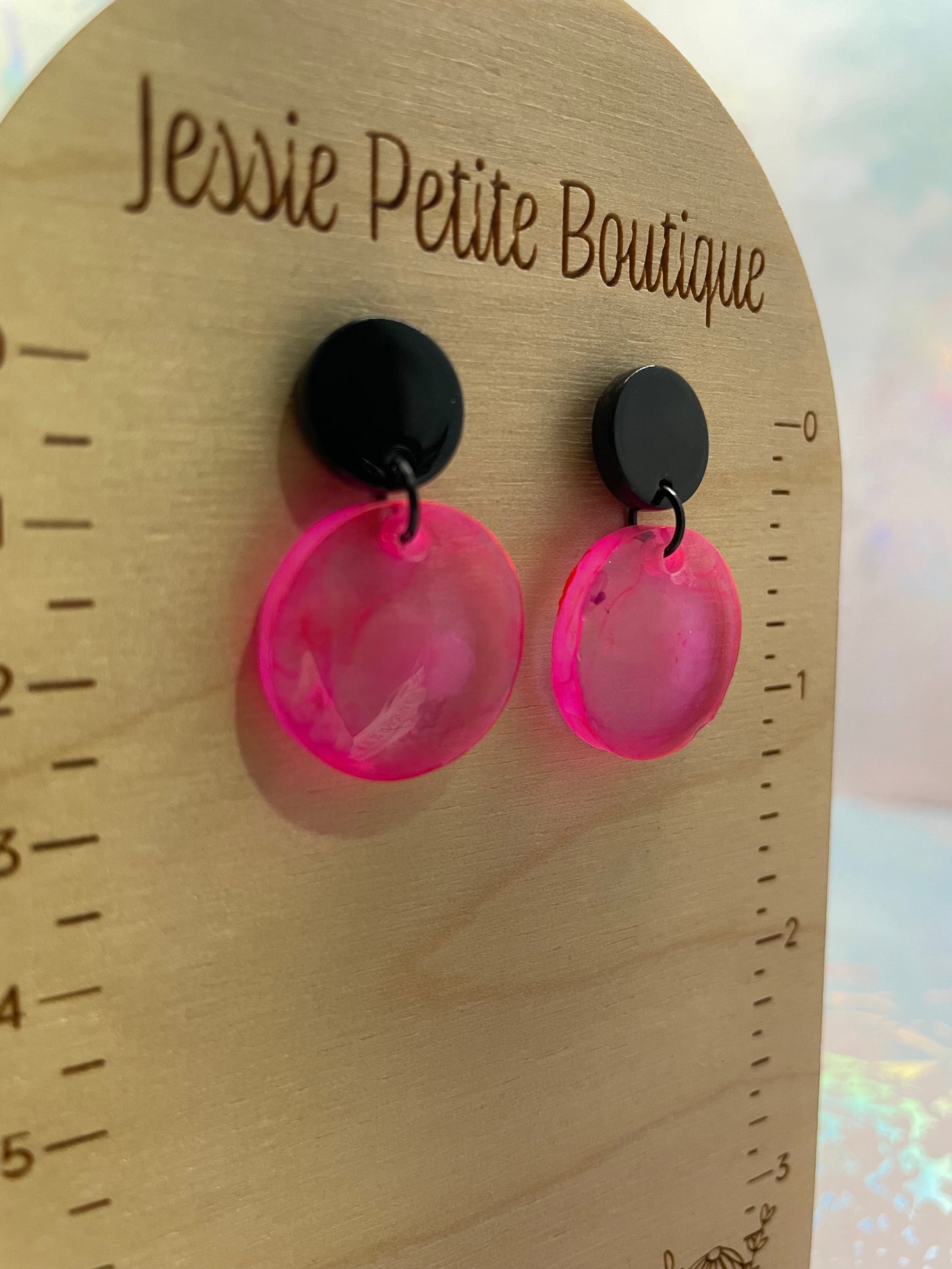 Pink Petri Rond Earrings-Nickel Free