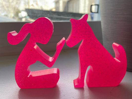 Femme & chien-Figurine en résine  🐾