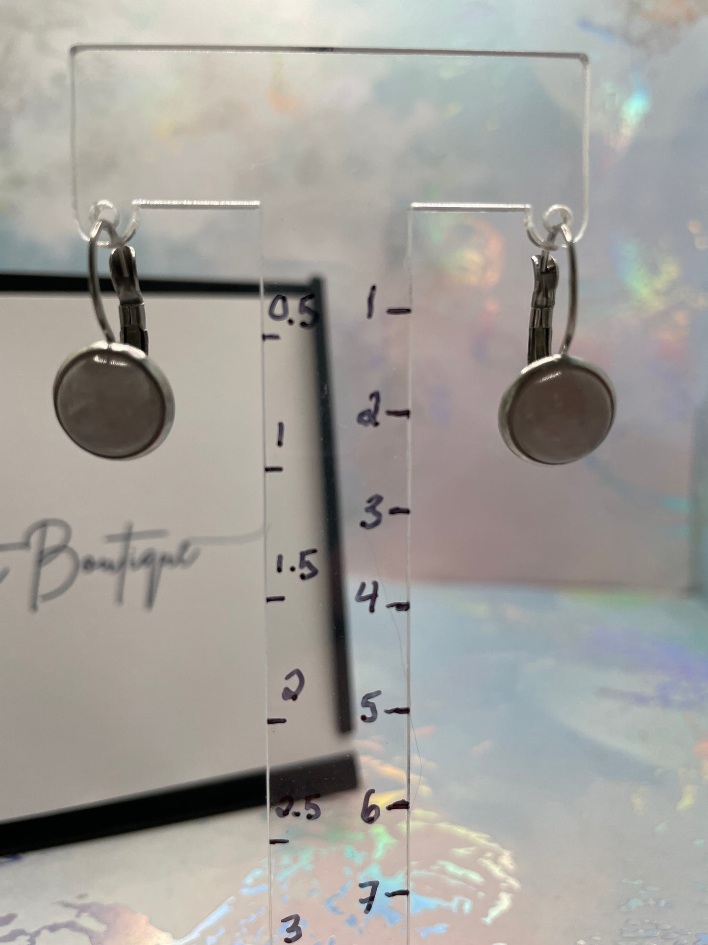 Boucles d’oreilles dormeuse minimalistes en pierre naturelle-Acier Inoxydable