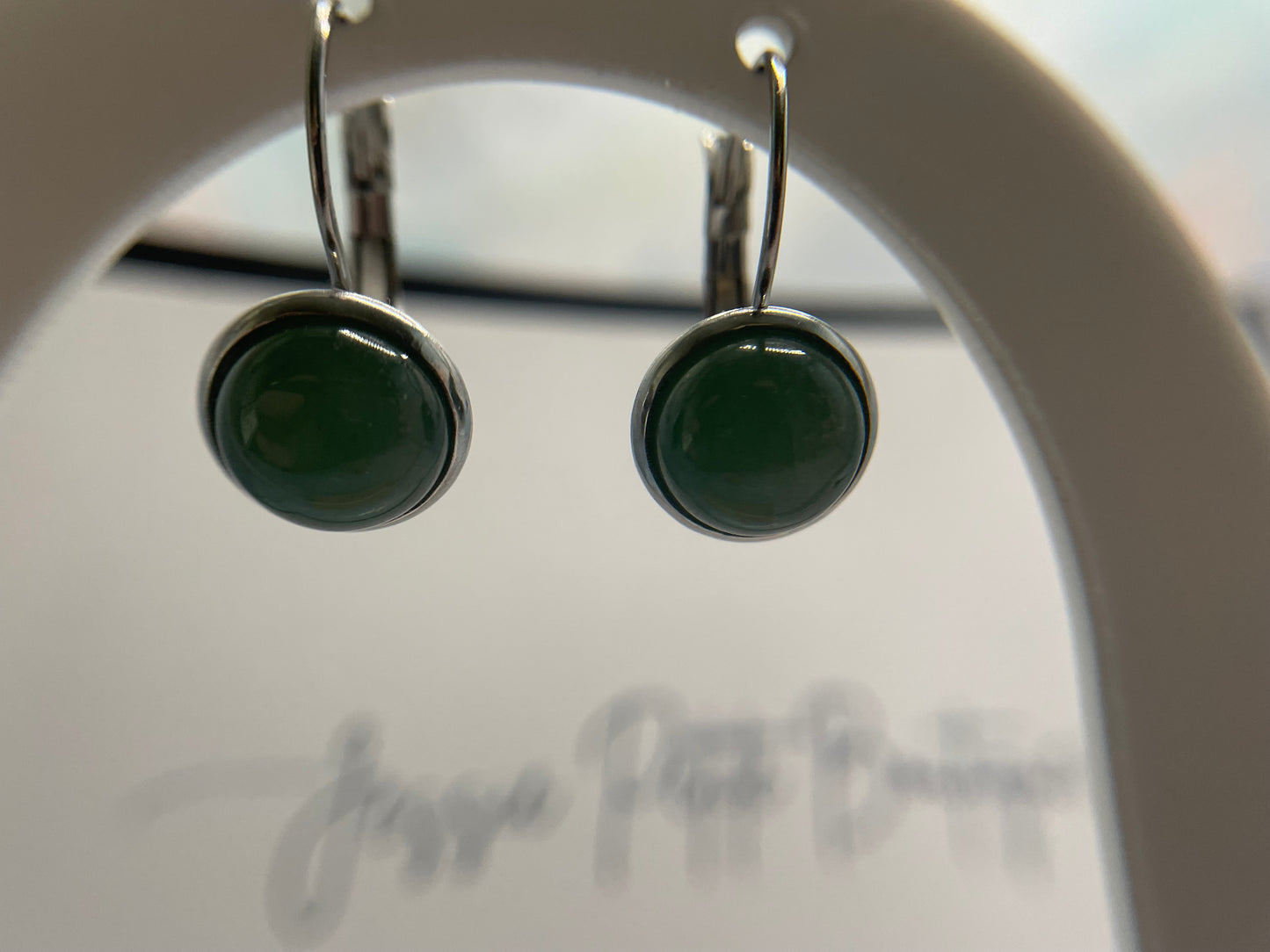 Boucles d’oreilles dormeuse minimalistes en pierre naturelle-Acier Inoxydable