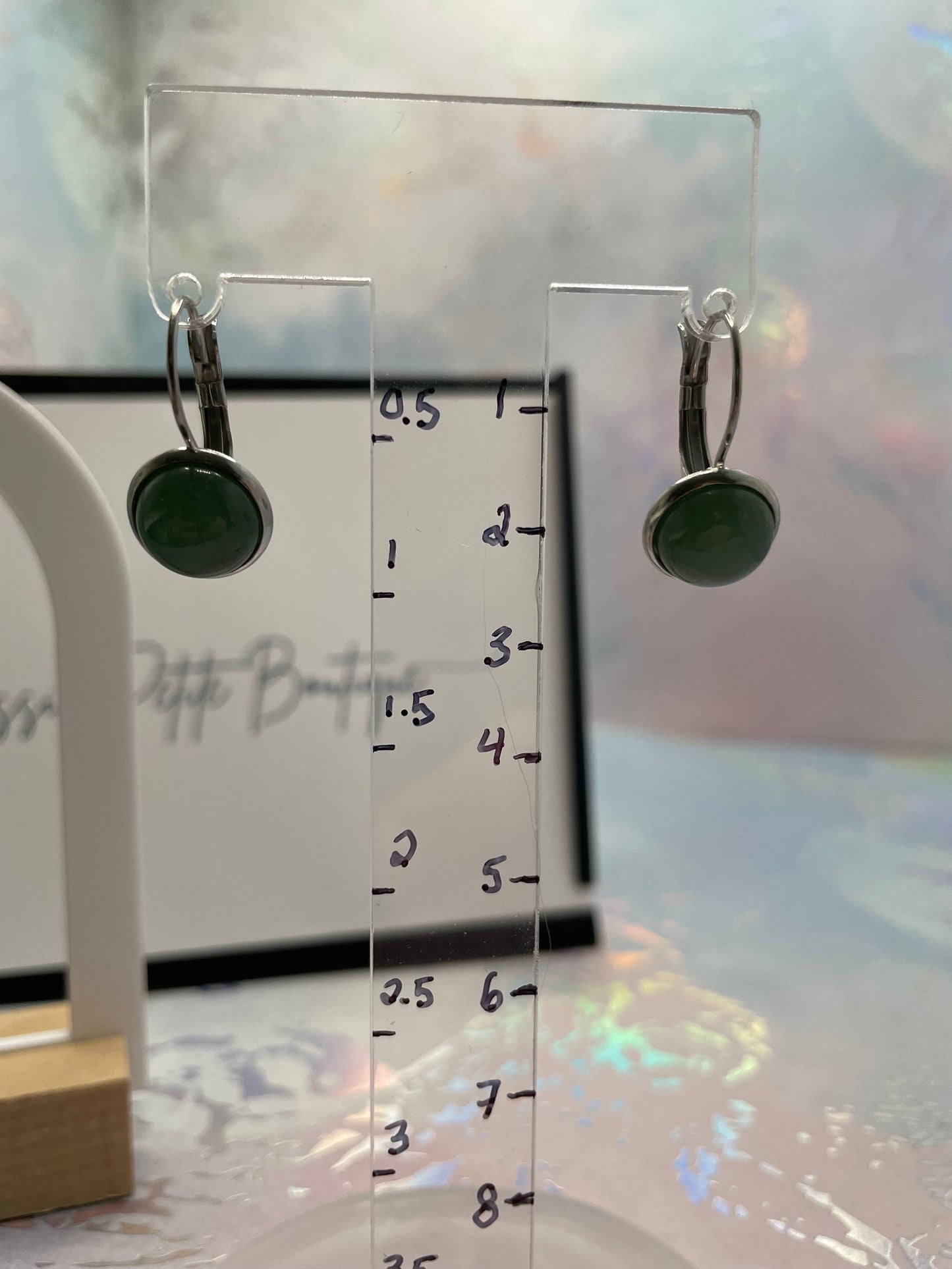 Boucles d’oreilles dormeuse minimalistes en pierre naturelle-Acier Inoxydable