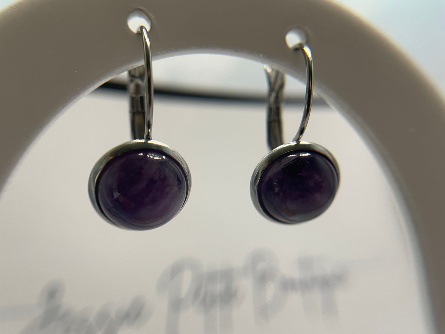 Boucles d’oreilles dormeuse minimalistes en pierre naturelle-Acier Inoxydable