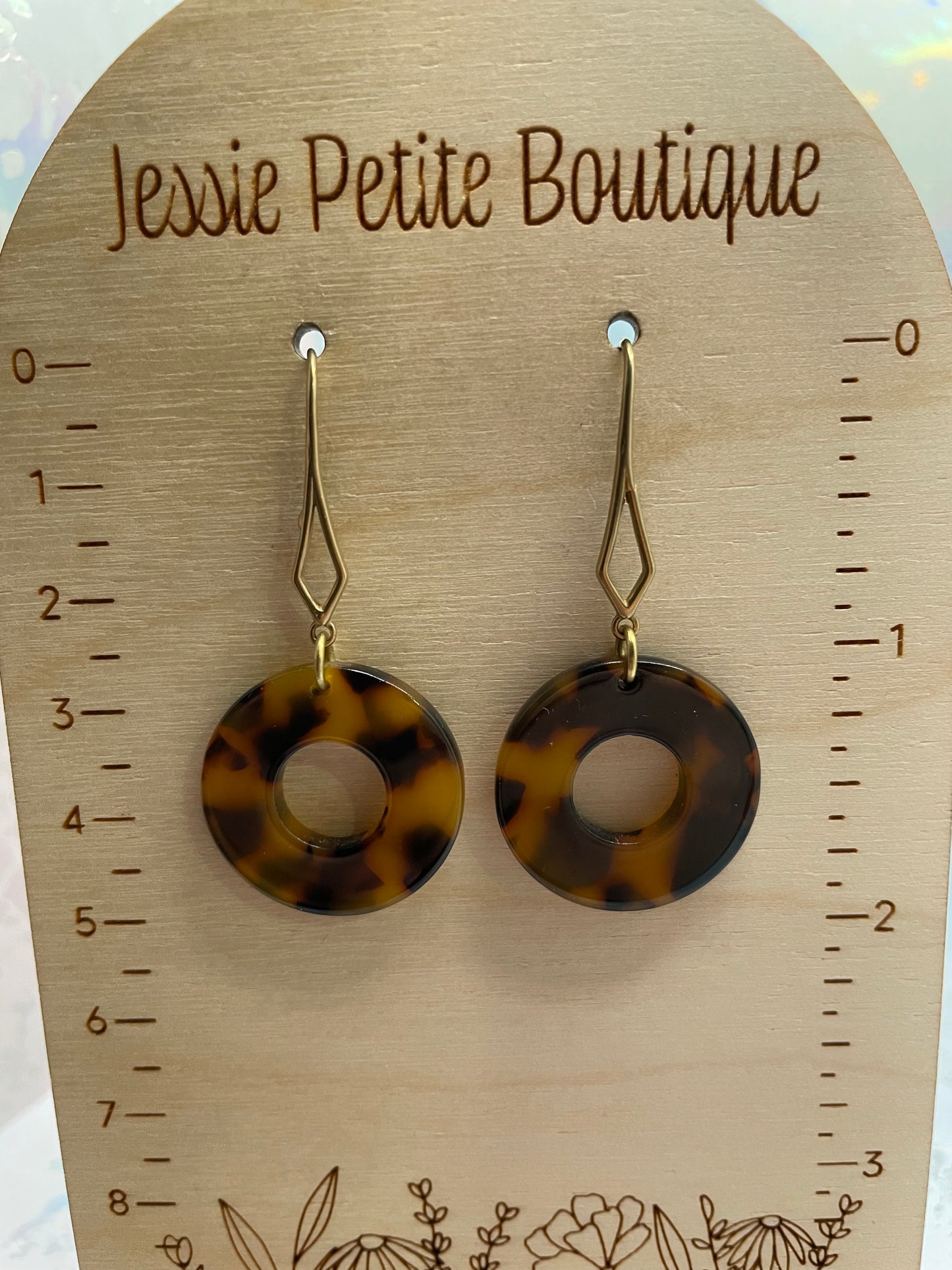 Boucles d'oreilles beigne en acrylique tortoise-Sans Nickel