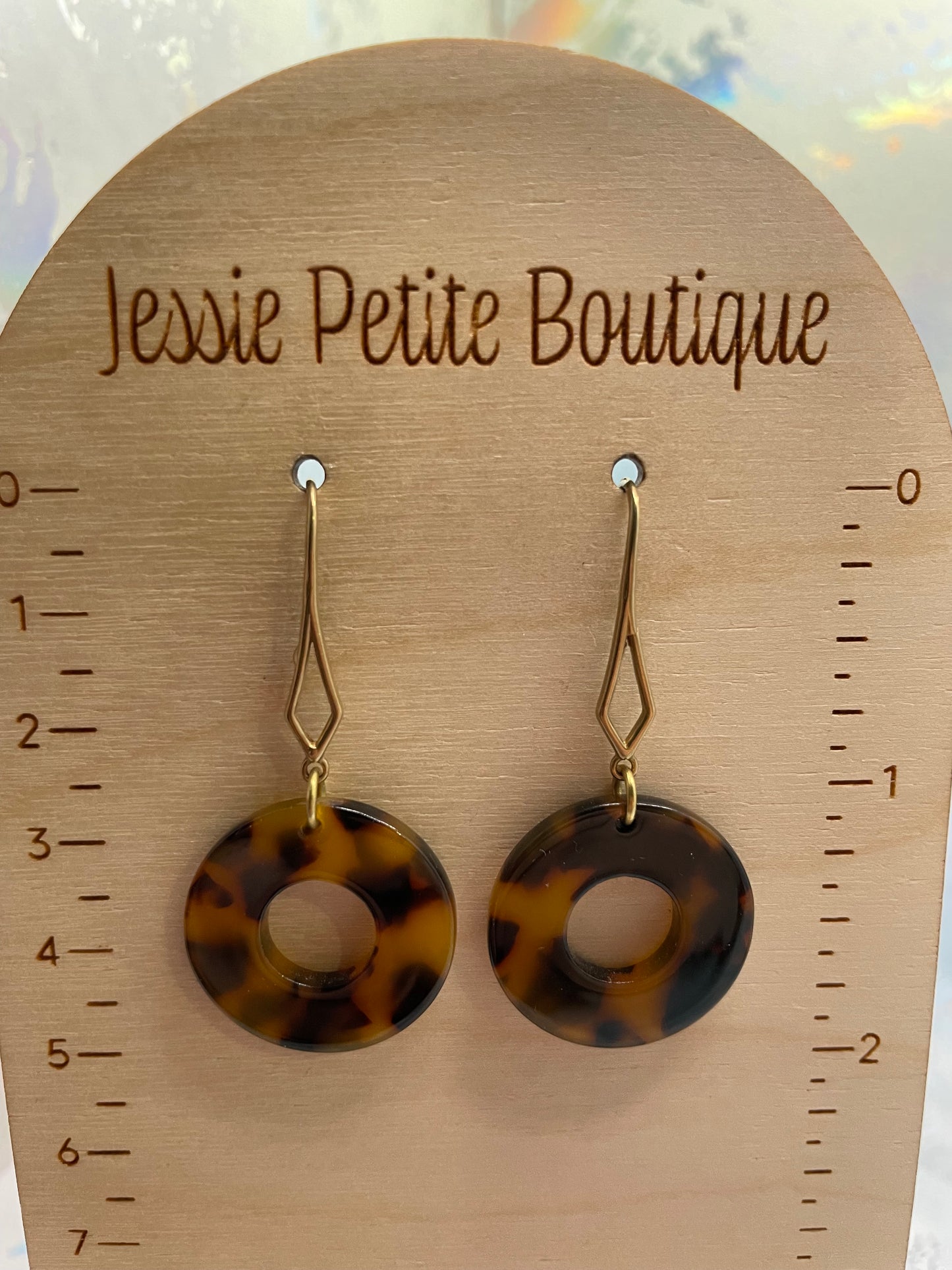 Boucles d'oreilles beigne en acrylique tortoise-Sans Nickel