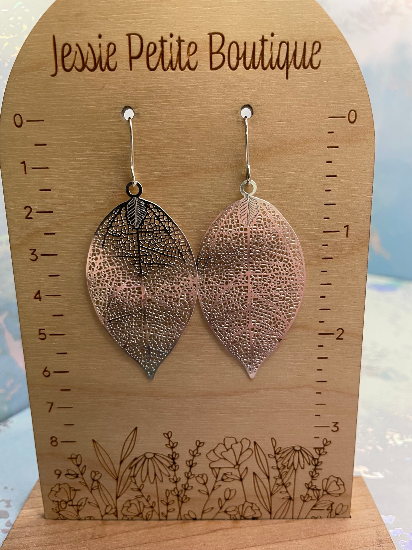 Boucles d’oreilles pendantes feuille argentée-Sans Nickel
