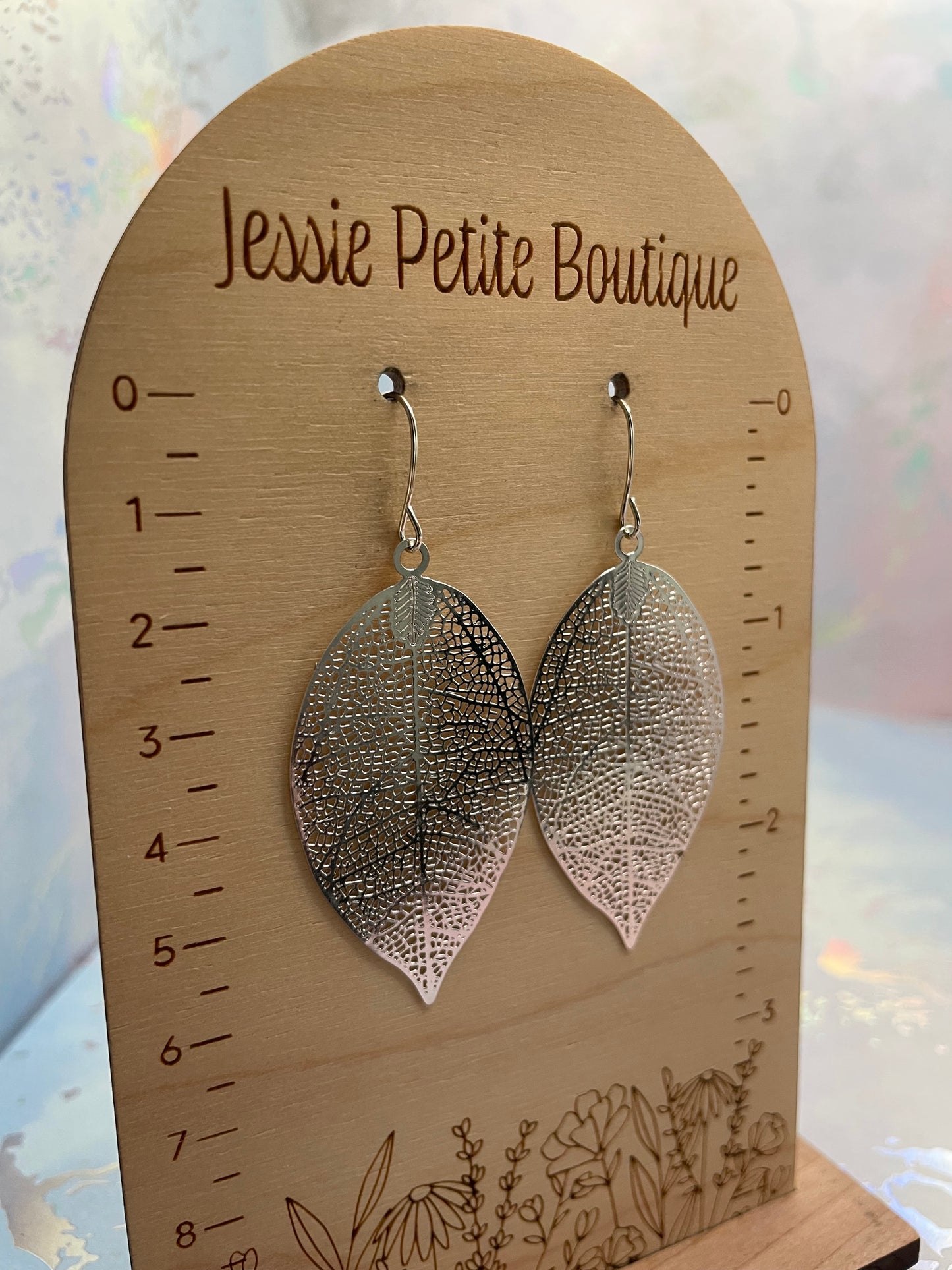 Boucles d’oreilles pendantes feuille argentée-Sans Nickel