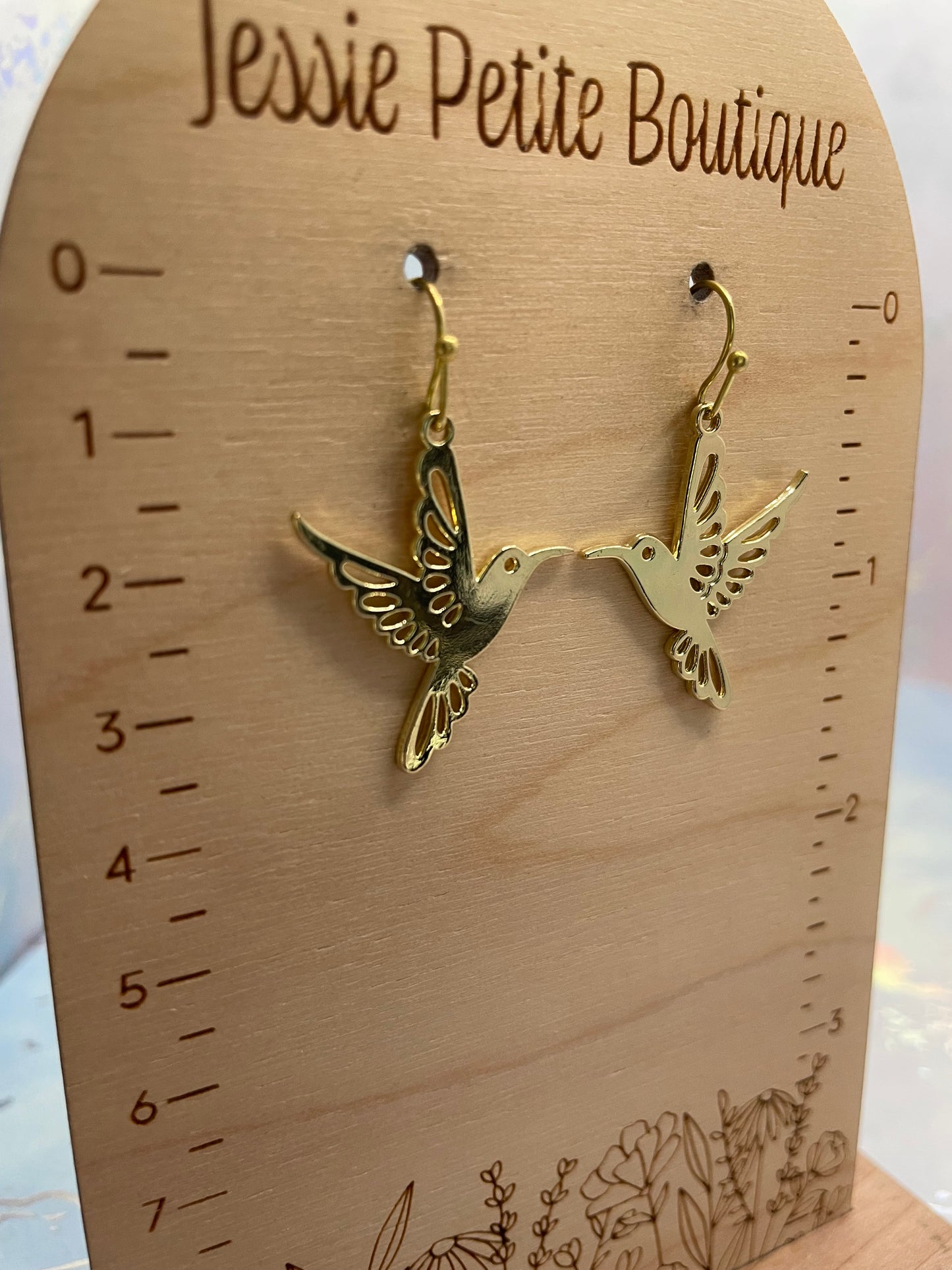 Gold Hummingbird Drop Earrings