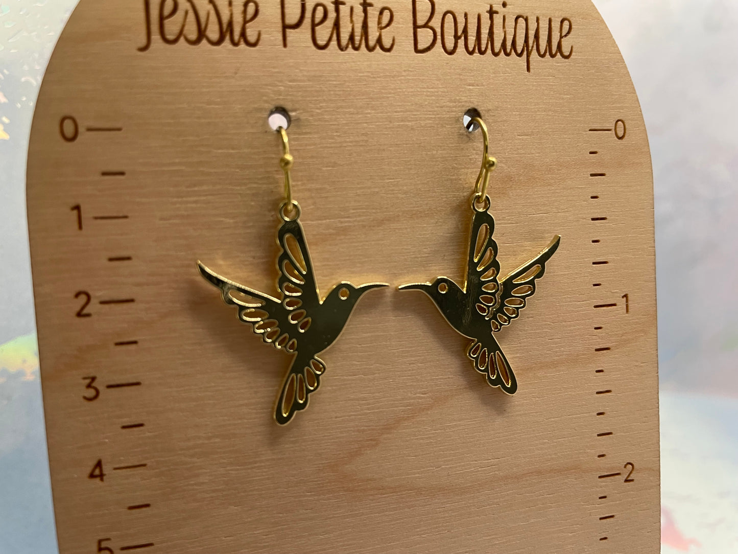 Gold Hummingbird Drop Earrings