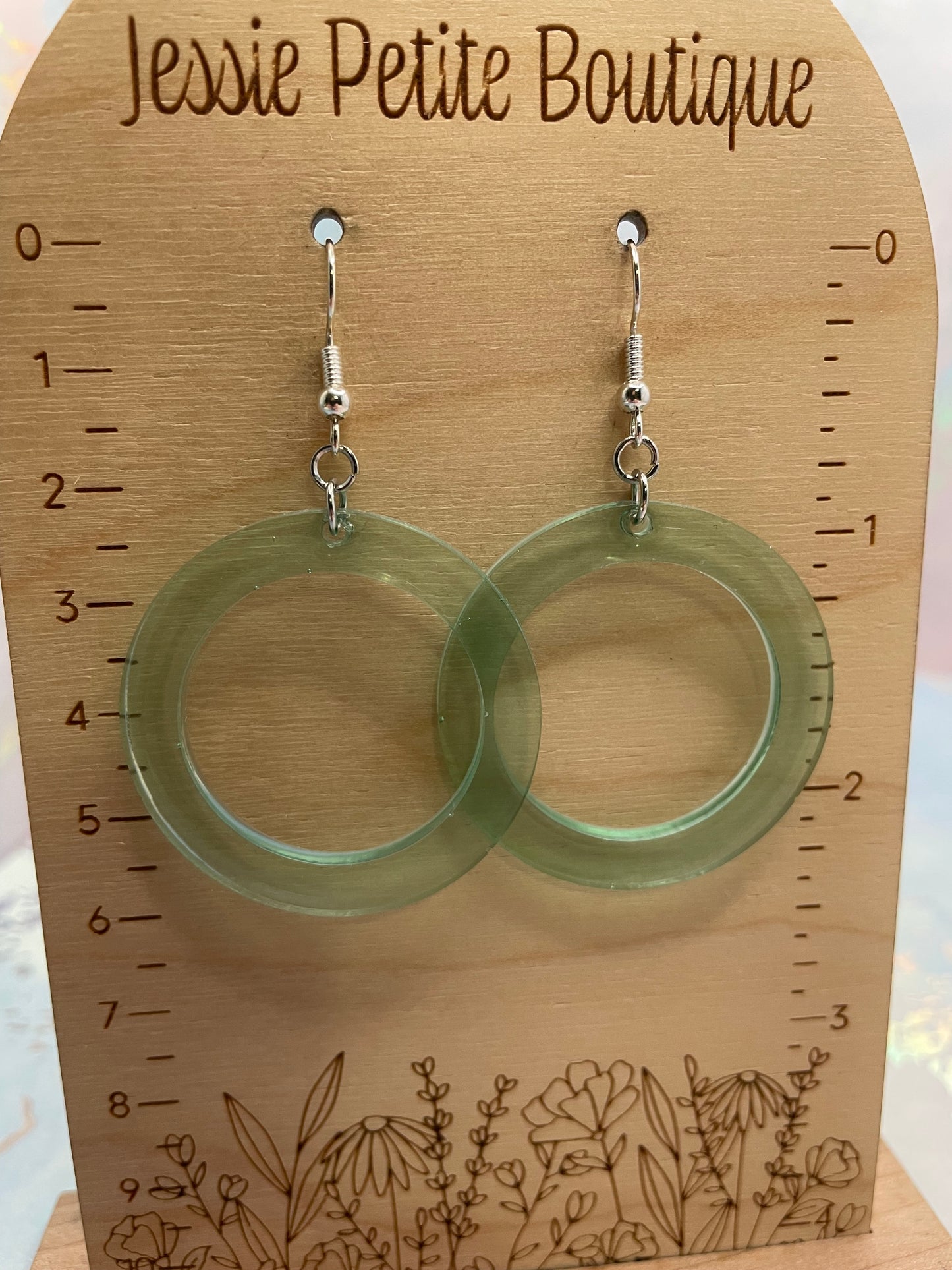 Boucles d'oreilles cercle bleu/vert transparent-sans nickel