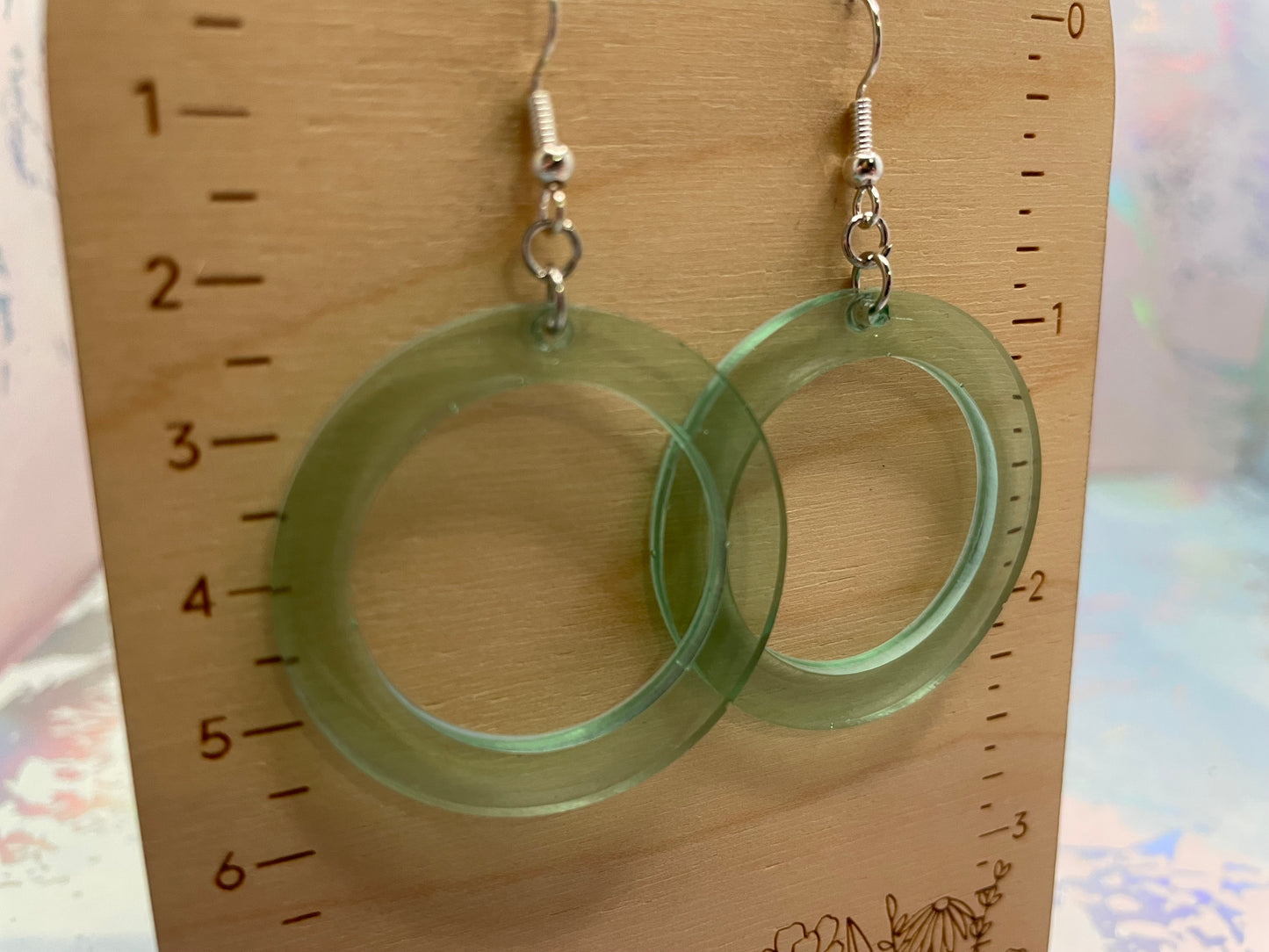 Boucles d'oreilles cercle bleu/vert transparent-sans nickel